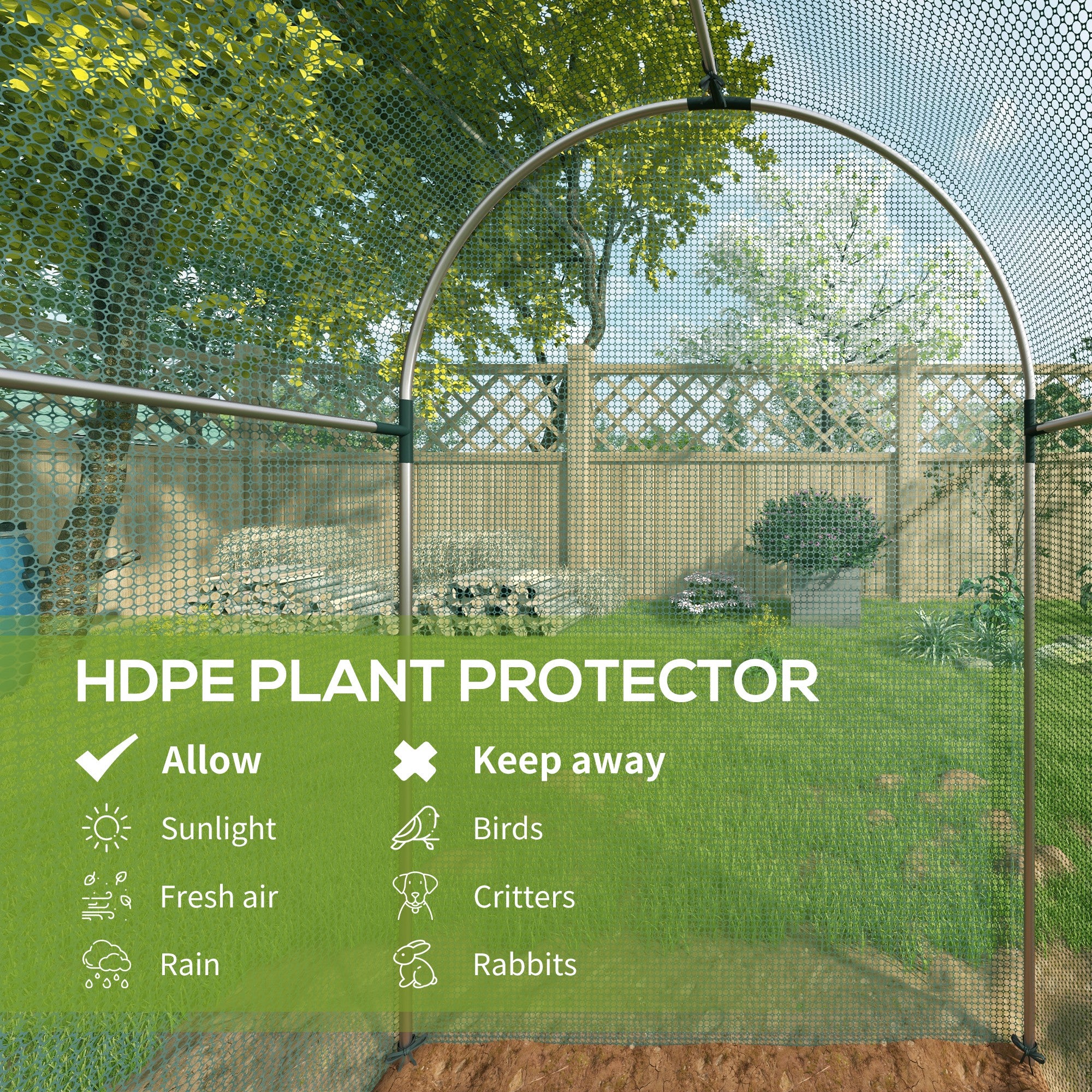 Galvanized Steel Crop Cage, Plant Protection Tent with Zippered Door, 4' x 8'