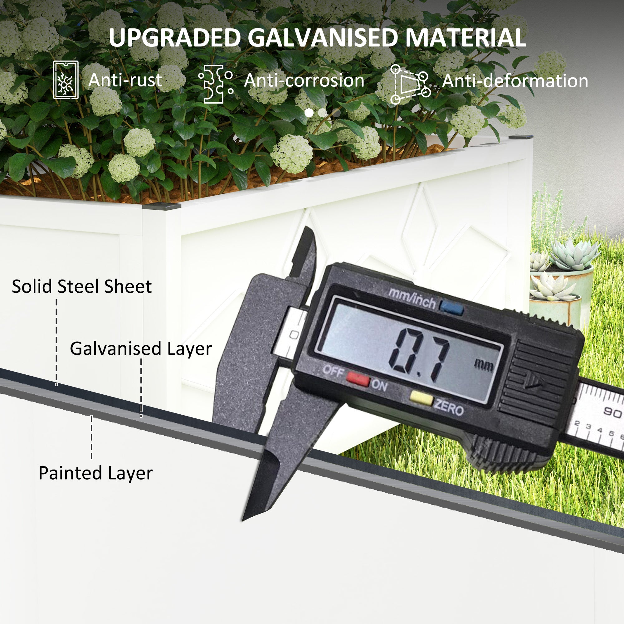 Outdoor Planter Box Galvanized Raised Garden Bed with Trellis for Climbing Vines, 35.4" x 15.7" x 47.2"