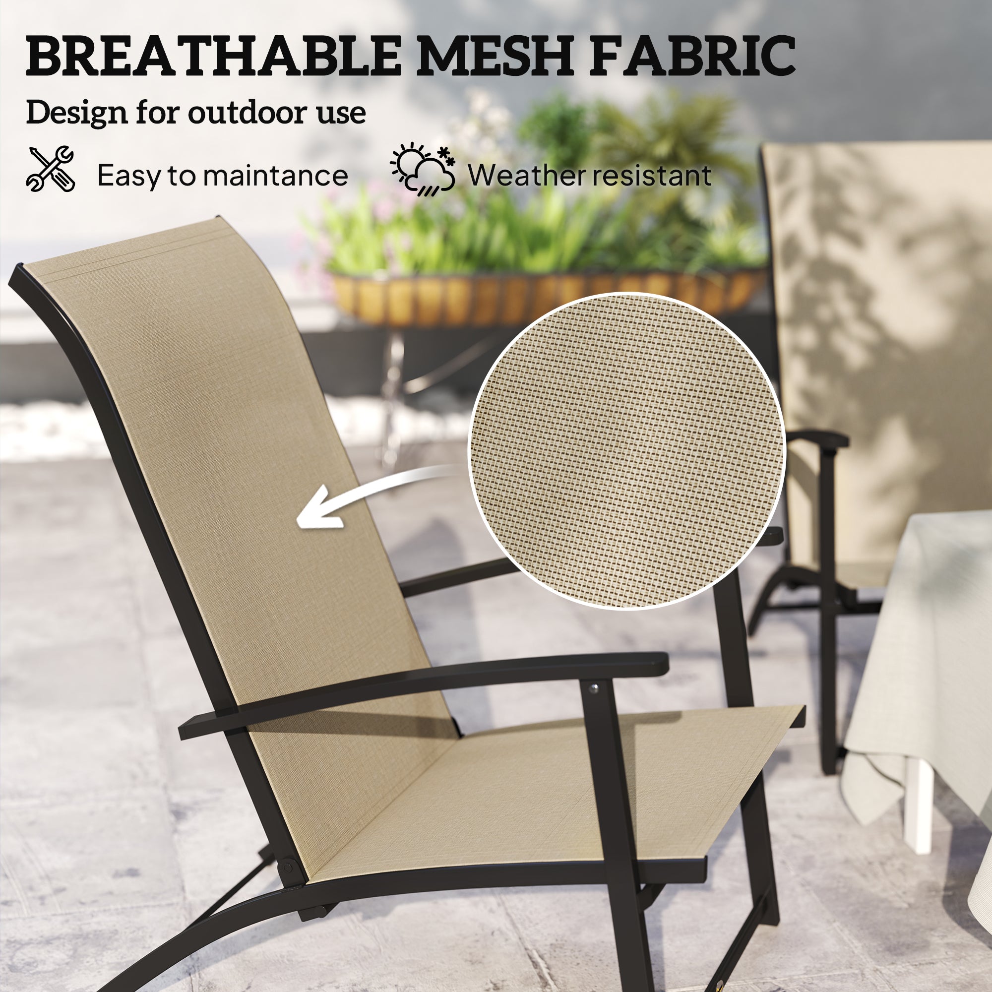 Set of 2 Outdoor Dining Chairs with High Back, Armrests, Folding Patio Chairs for Patio, Lawn, Camping