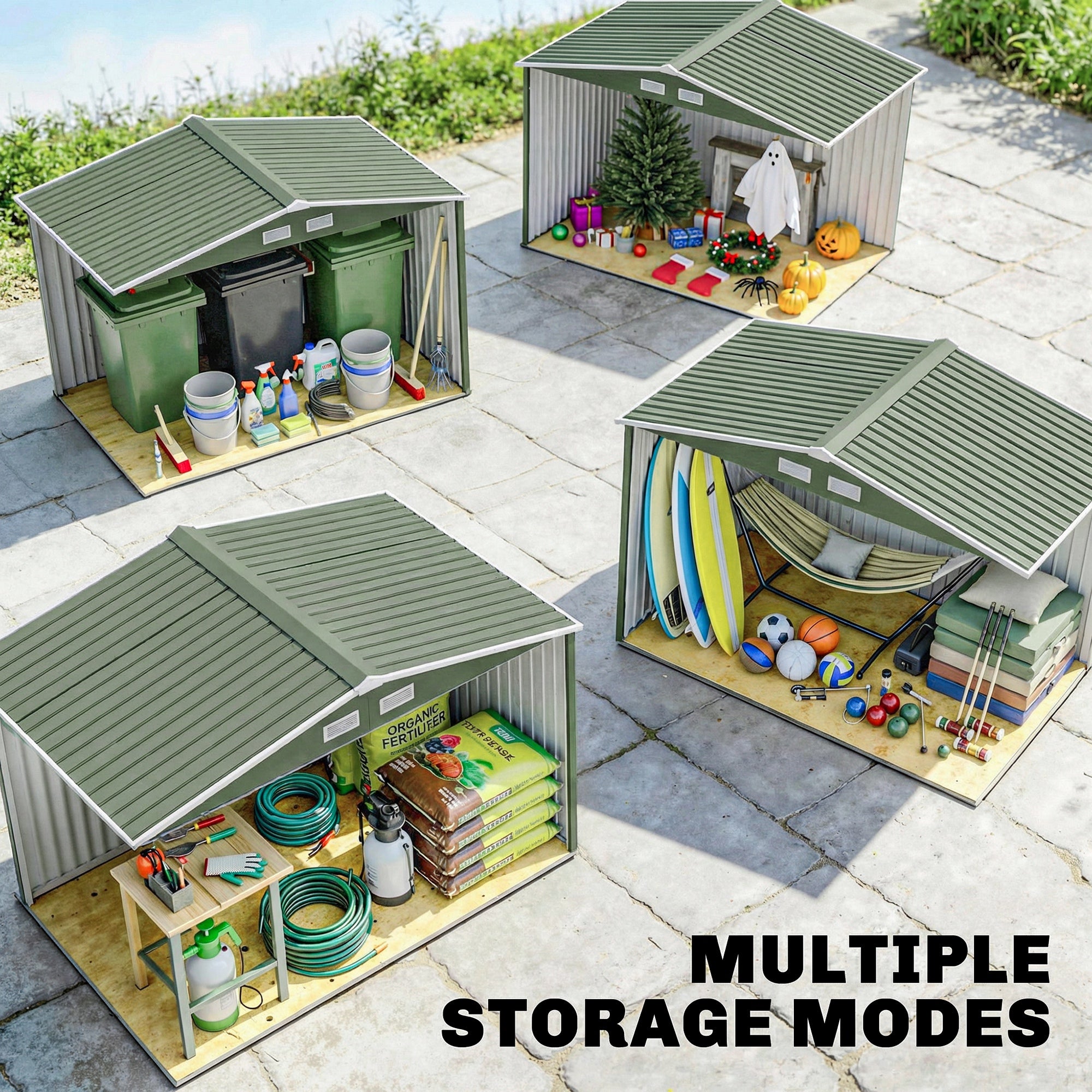 9' x 6' Outdoor Storage Shed, Garden Tool Metal Shed with Foundation Kit, Double Lockable Door, Air Vents and Sloping Roof, for Backyard, Patio, Lawn
