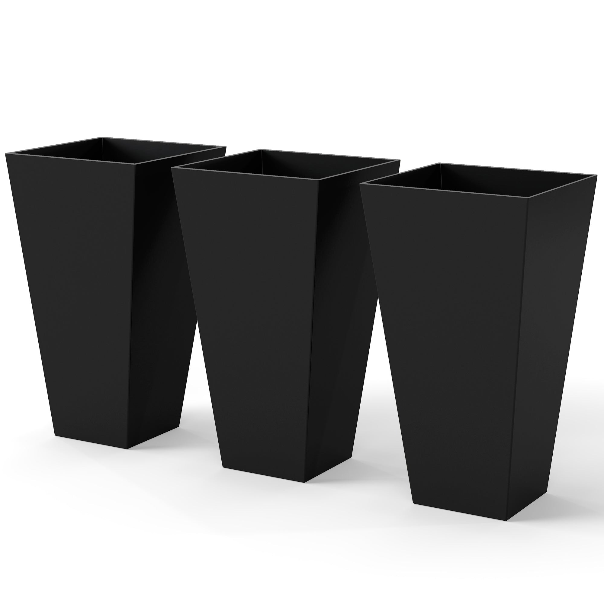 Tall Planters for Outdoor Plants Set of 3, 28 In Taper Planters with Drainage Holes, Indoor Grande Plant Pots, Front Porch Decor