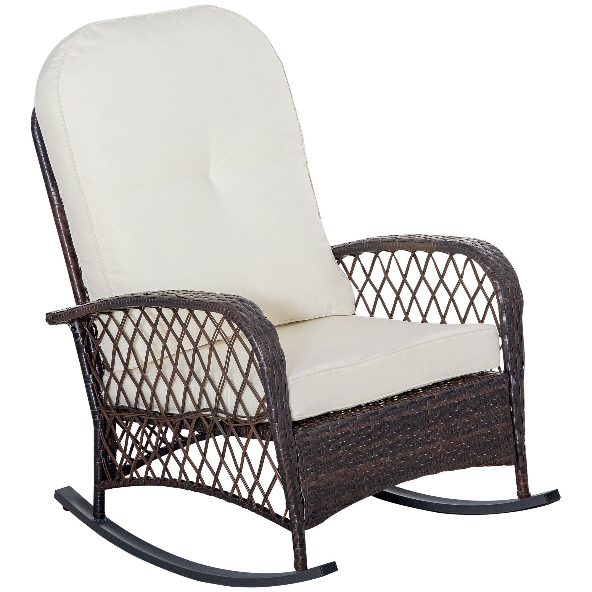Rattan Porch Rocker w/ Plush Cushion