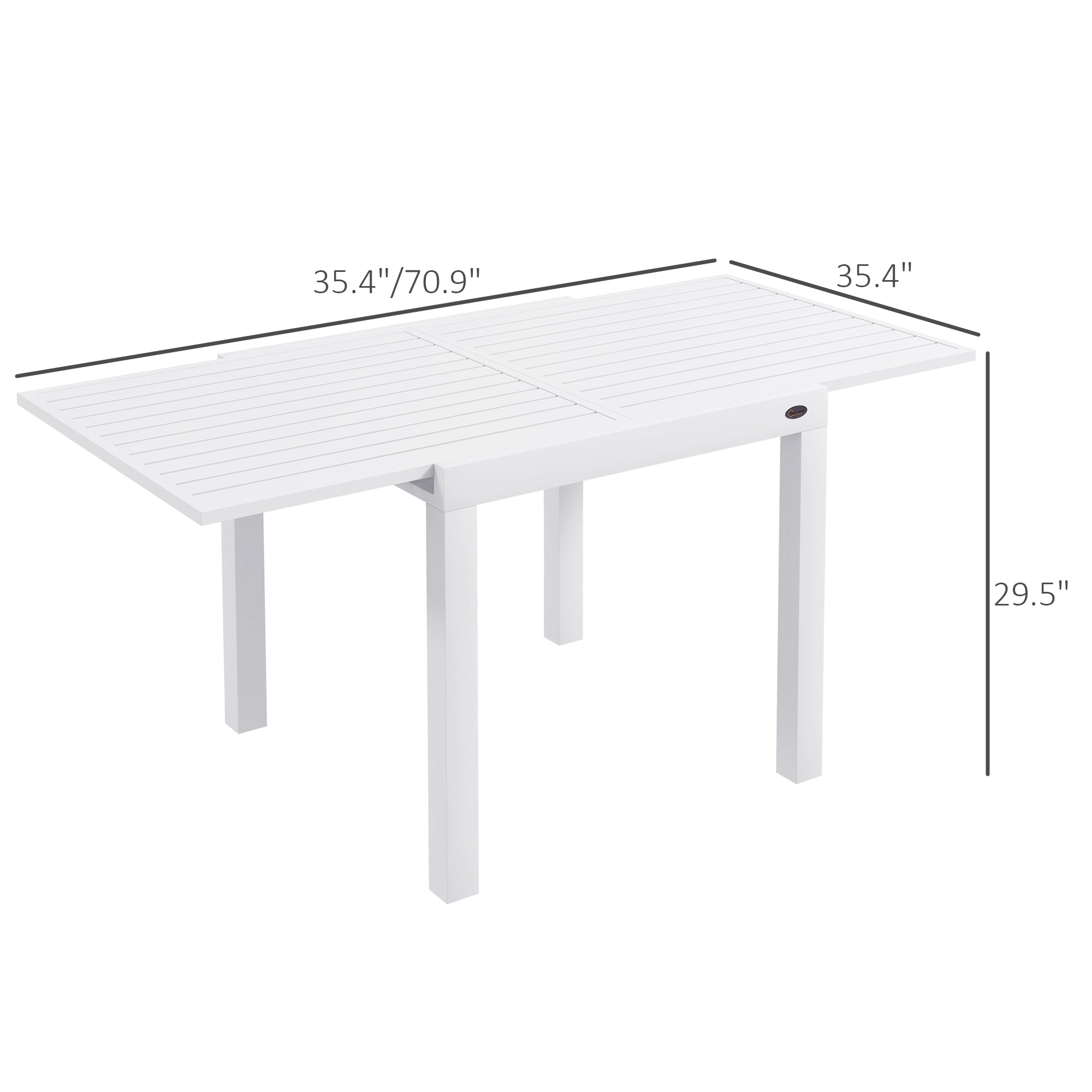 Expandable Patio Table, Outdoor Dining Table for 4-6 with Aluminum Frame for Garden, Lawn, Balcony Terrace