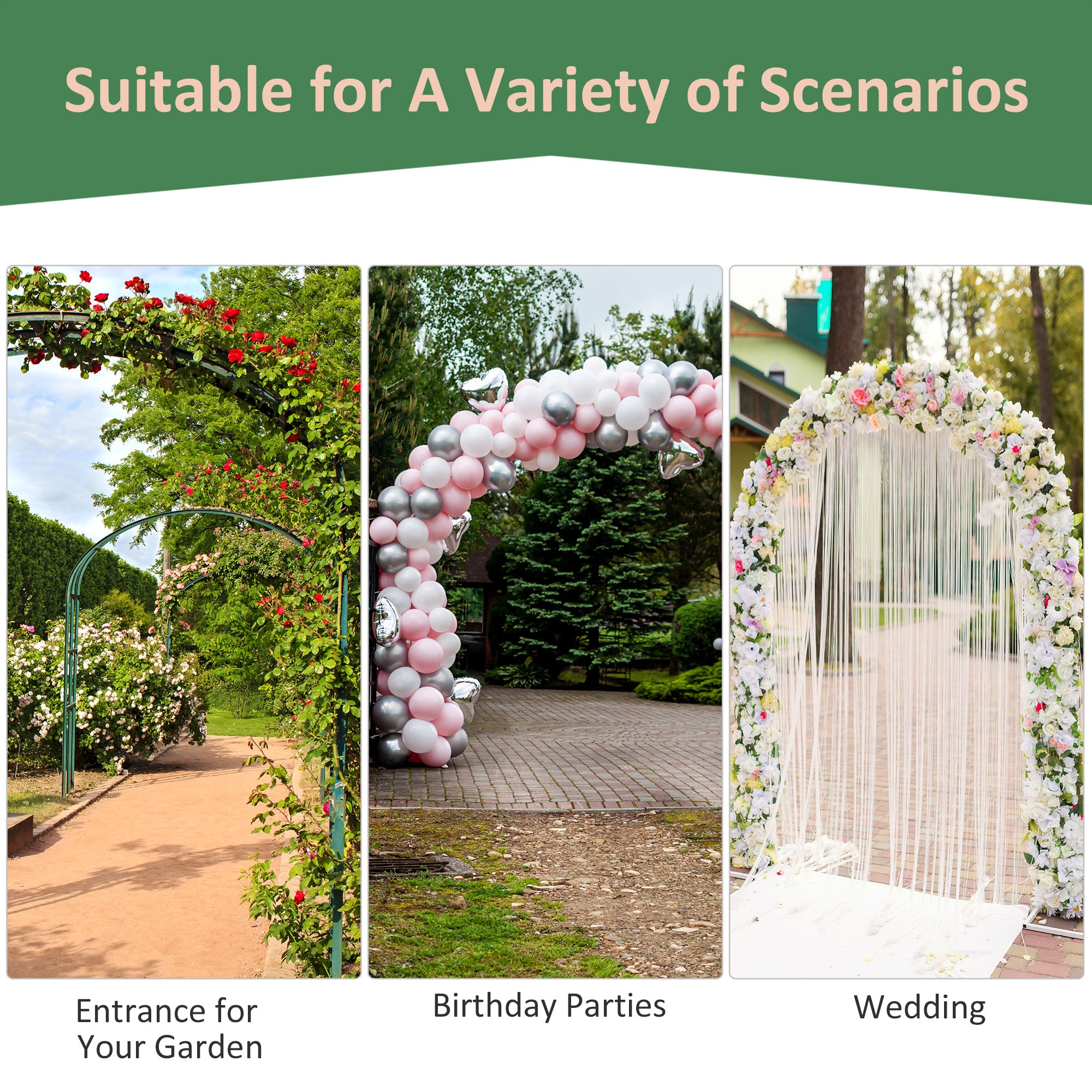 7Ft Garden Arch Arbor, Metal Arch Trellis for Climbing Vines, Garden Archway for Wedding, Bridal Party, Ceremony