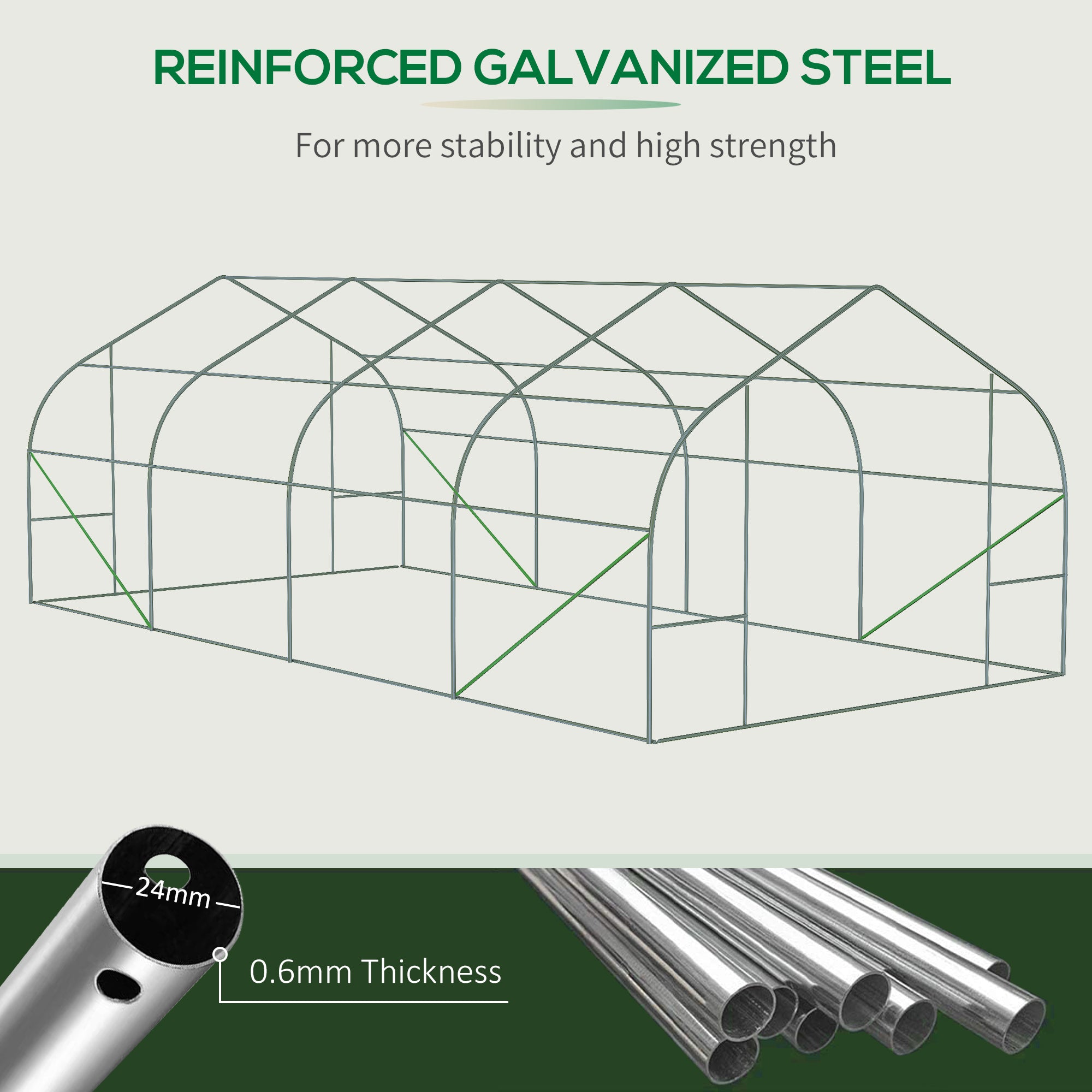 20' x 10' x 7' Walk-in Tunnel Greenhouse with Zippered Mesh Door and 8 Mesh Windows, Gardening Plant Hot House with Galvanized Steel Hoops