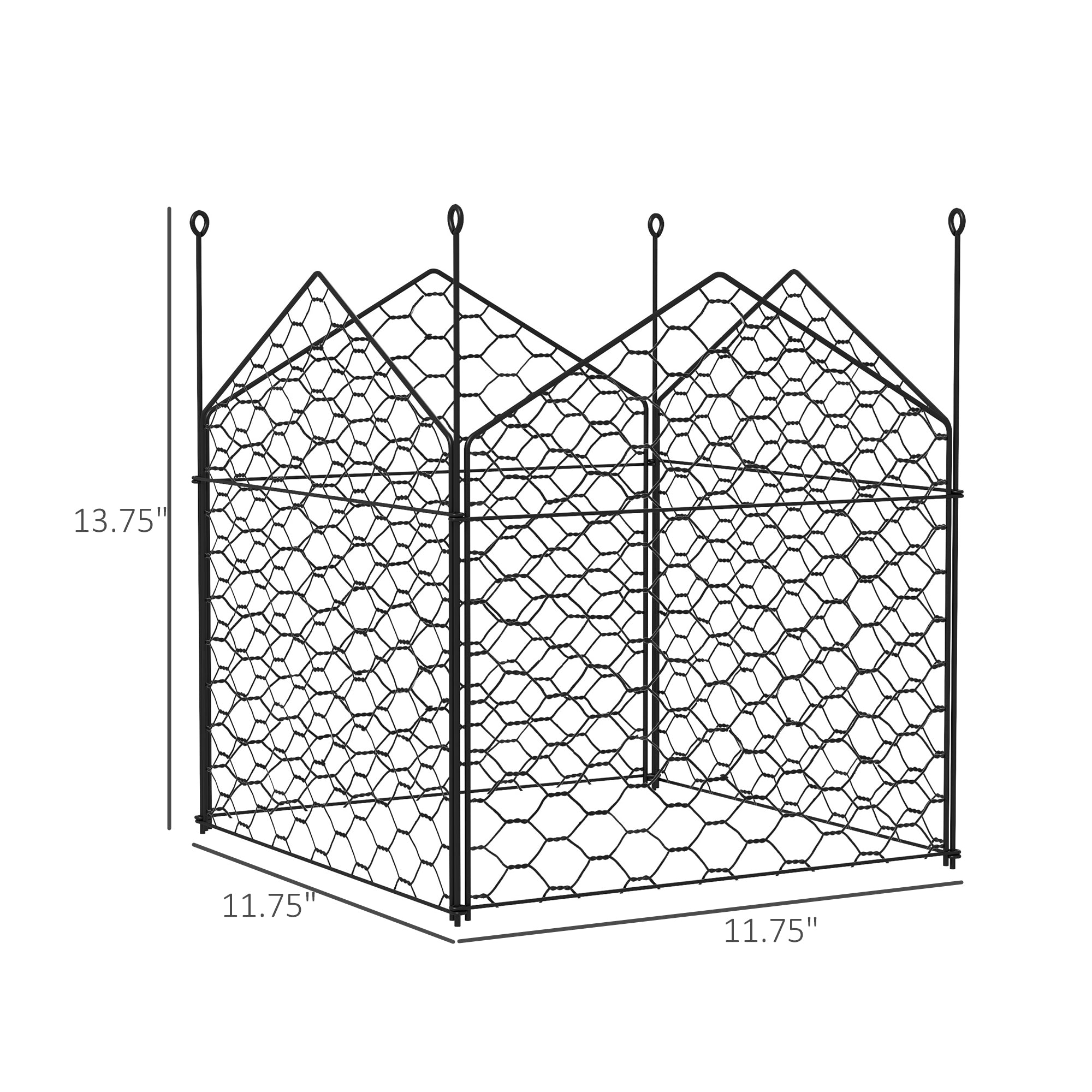 4 Pack Garden Cloches for Plants, 12" x 14" Metal Crop Cage Set, Plant Cages to Keep Animals Out, Black