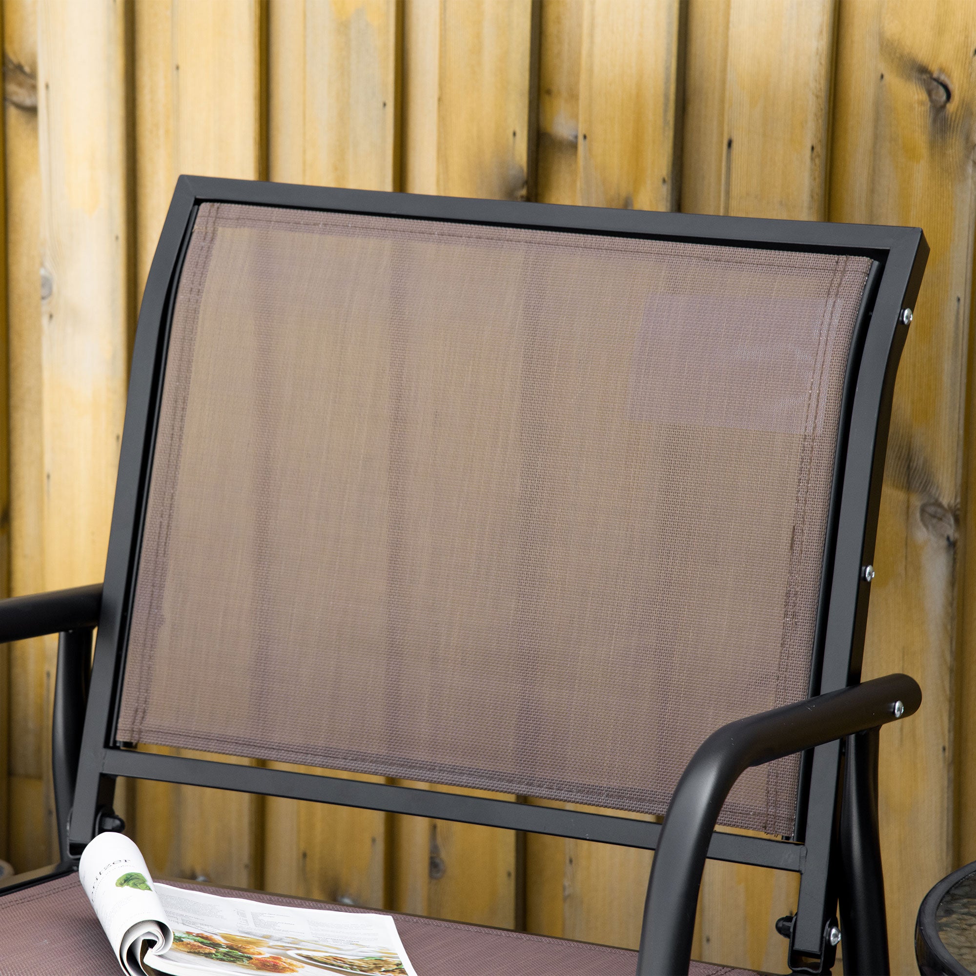 Outdoor Glider Chair, Steel Swing Chai with Curved Armrests for Porch, Garden, Poolside, Balcony
