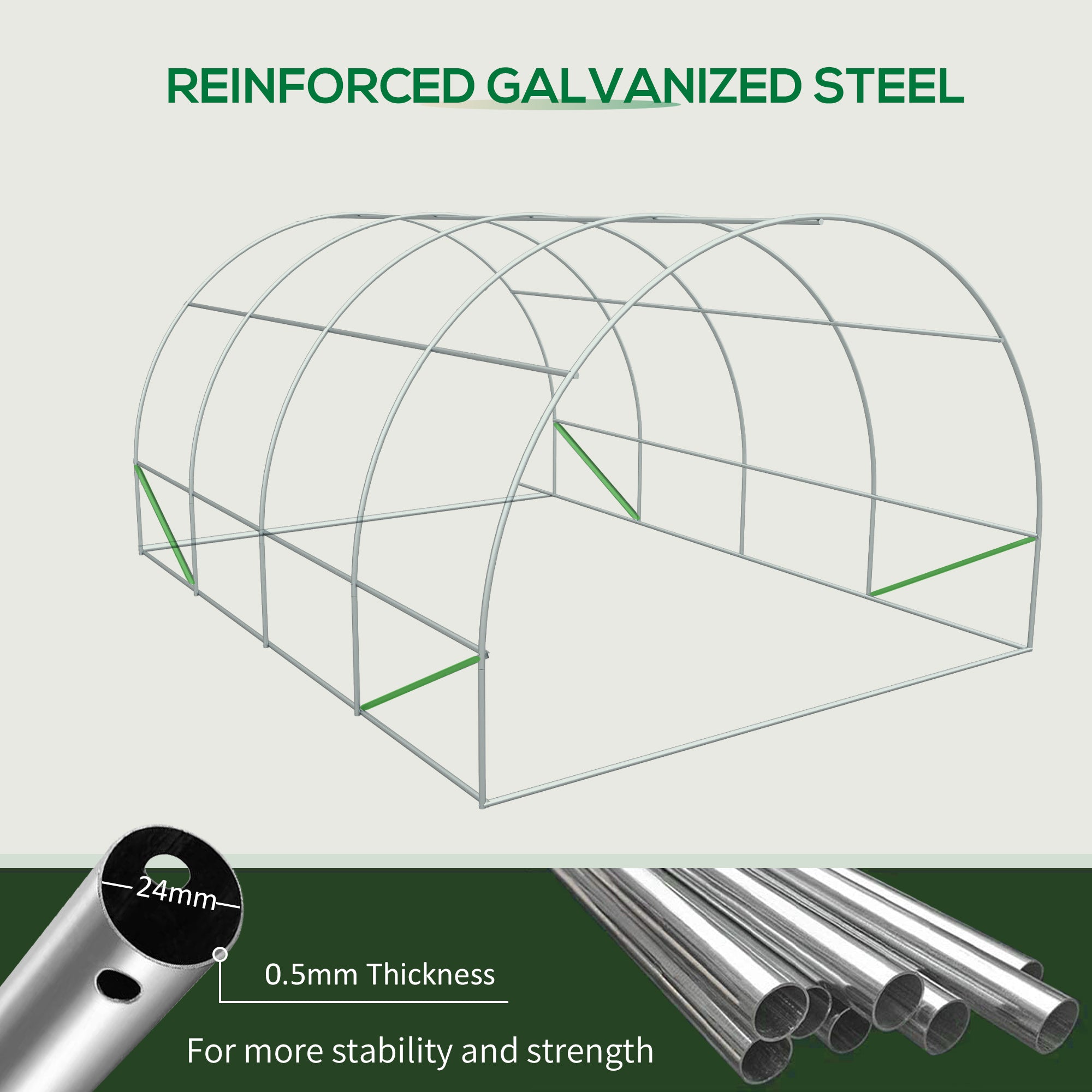 20' x 10' x 7' Walk-In Tunnel Greenhouse with Zippered Door & 8 Mesh Windows, Large Garden Green House Kit, Galvanized Steel Frame