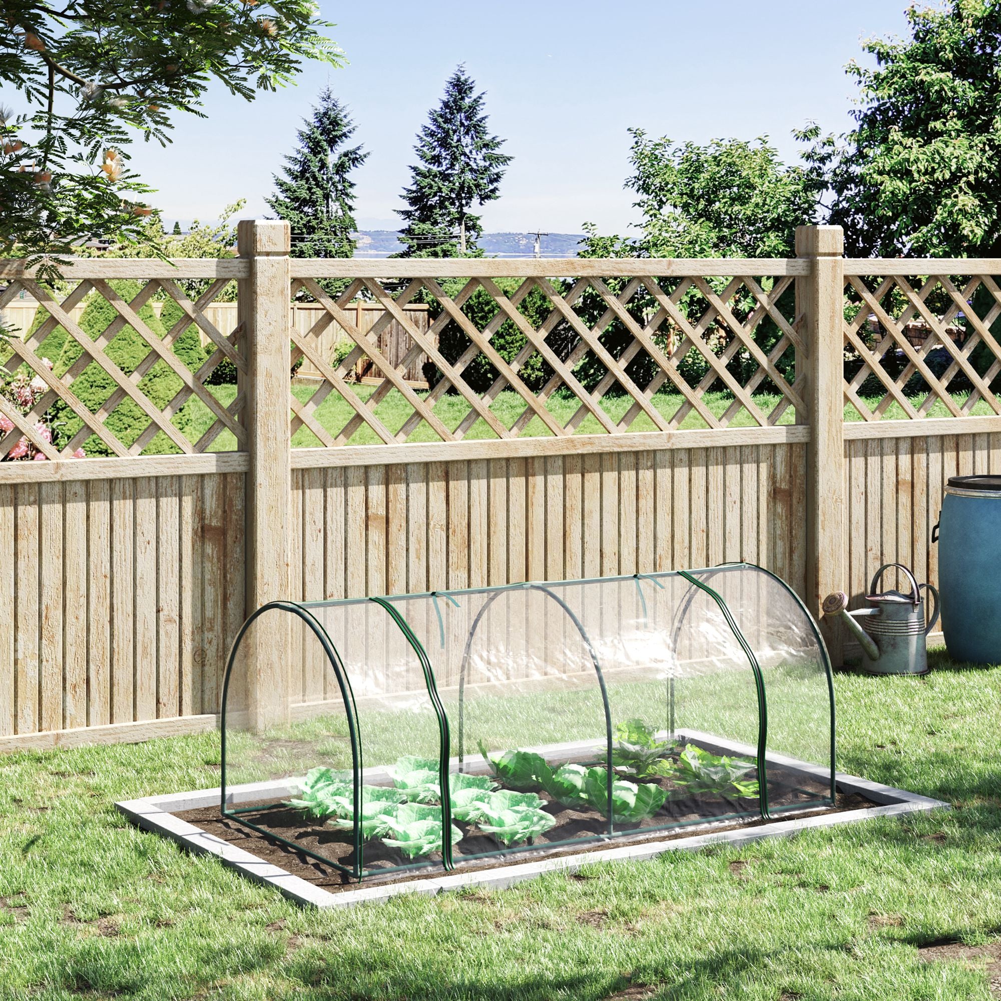 7' L x 3' W x 2.5' H Portable Tunnel Greenhouse for Outdoor Garden Hot House with 4 Zippered Doors, PVC Cover