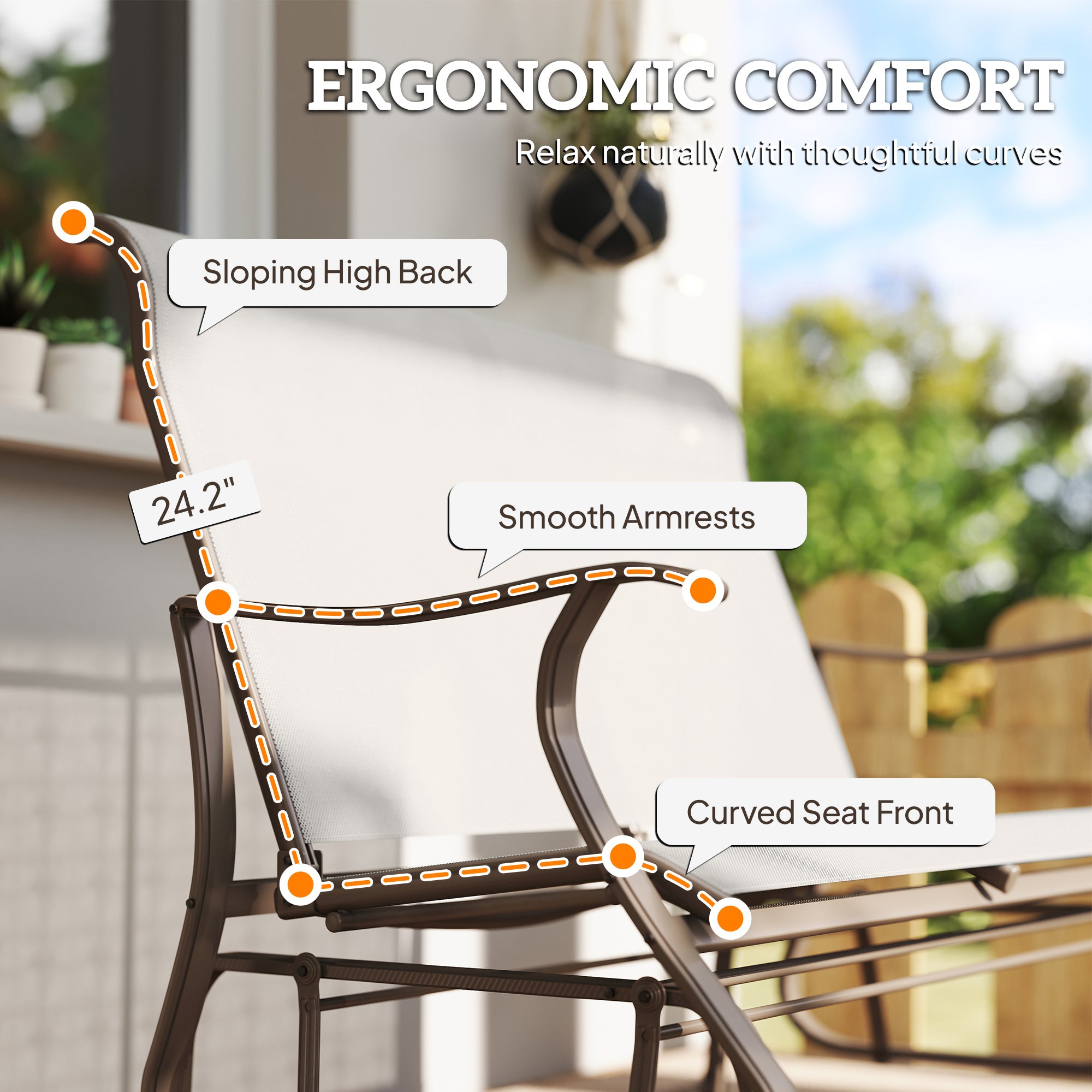 2-Person Outdoor Glider Bench, Patio Glider Loveseat Chair with Powder Coated Steel Frame, 2 Seats Porch Rocking Glider for Backyard, Lawn and Garden