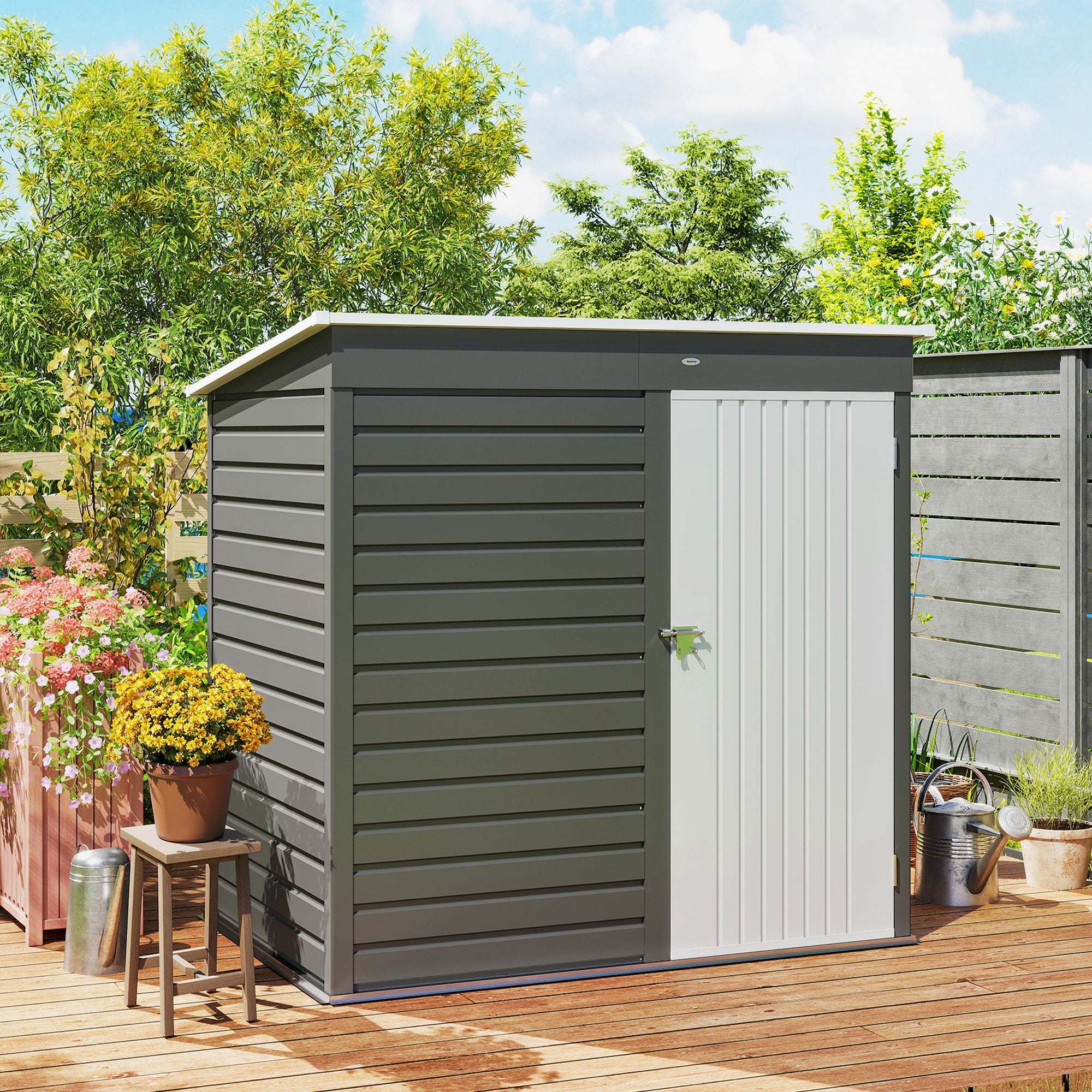 6' x 4' Outdoor Garden Shed, Metal Storage Shed with Lockable Door and Gloves for Backyard Garden Patio