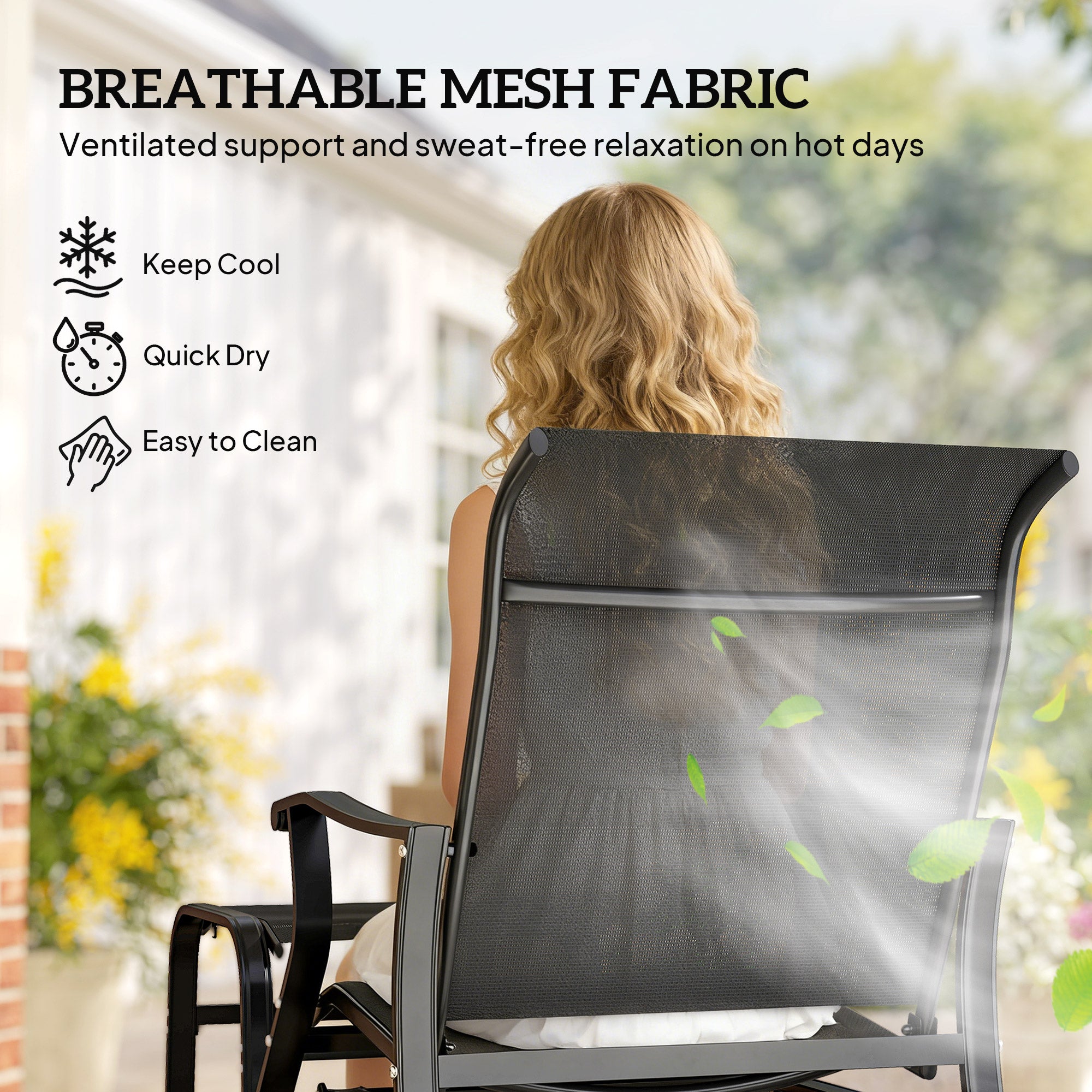 Outdoor Glider with Ottoman, Patio Glider Chair Set with High Back, Wide Seat for Porch, Garden, Backyard