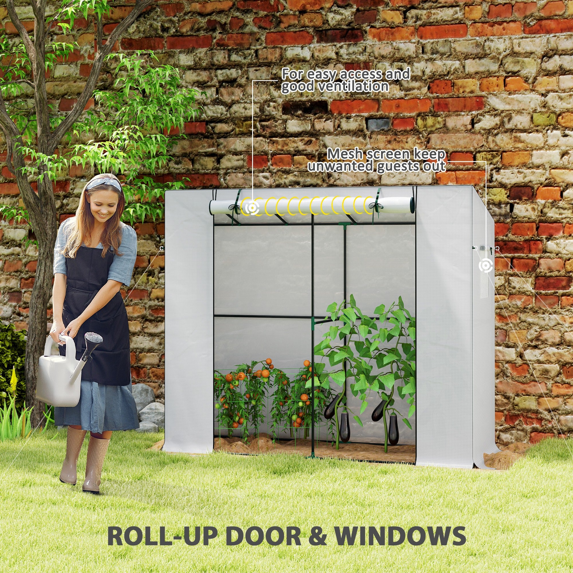 Walk-in Portable Greenhouse Small Greenhouse for Outdoors with UV-resistant PE Cover, 6.6' x 2.5' x 5.6'