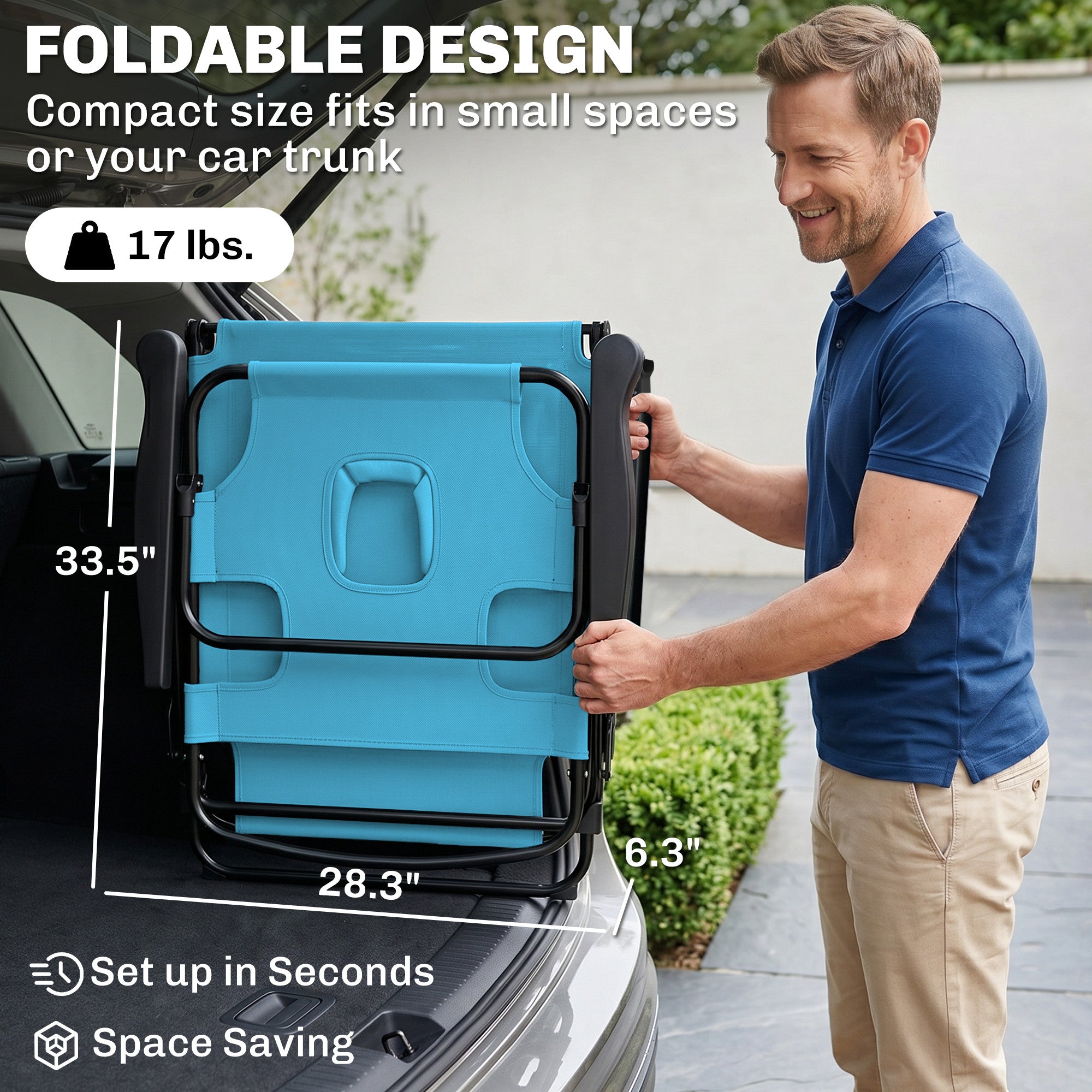 Folding Lounge Chair w/ Reclining Back