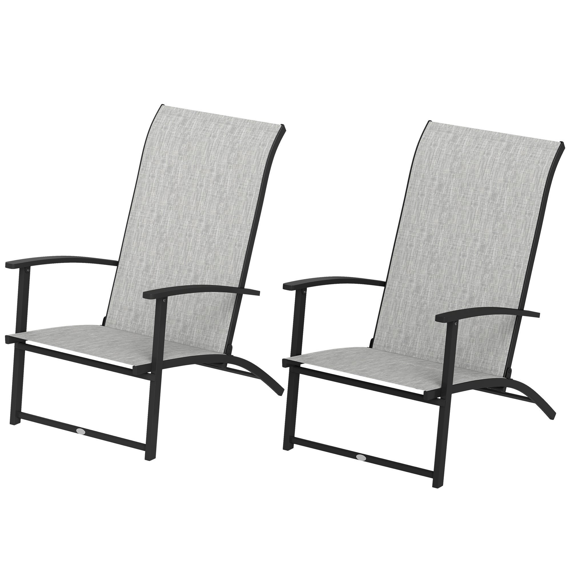 Set of 2 Outdoor Dining Chairs with High Back, Armrests, Folding Patio Chairs for Patio, Lawn, Camping