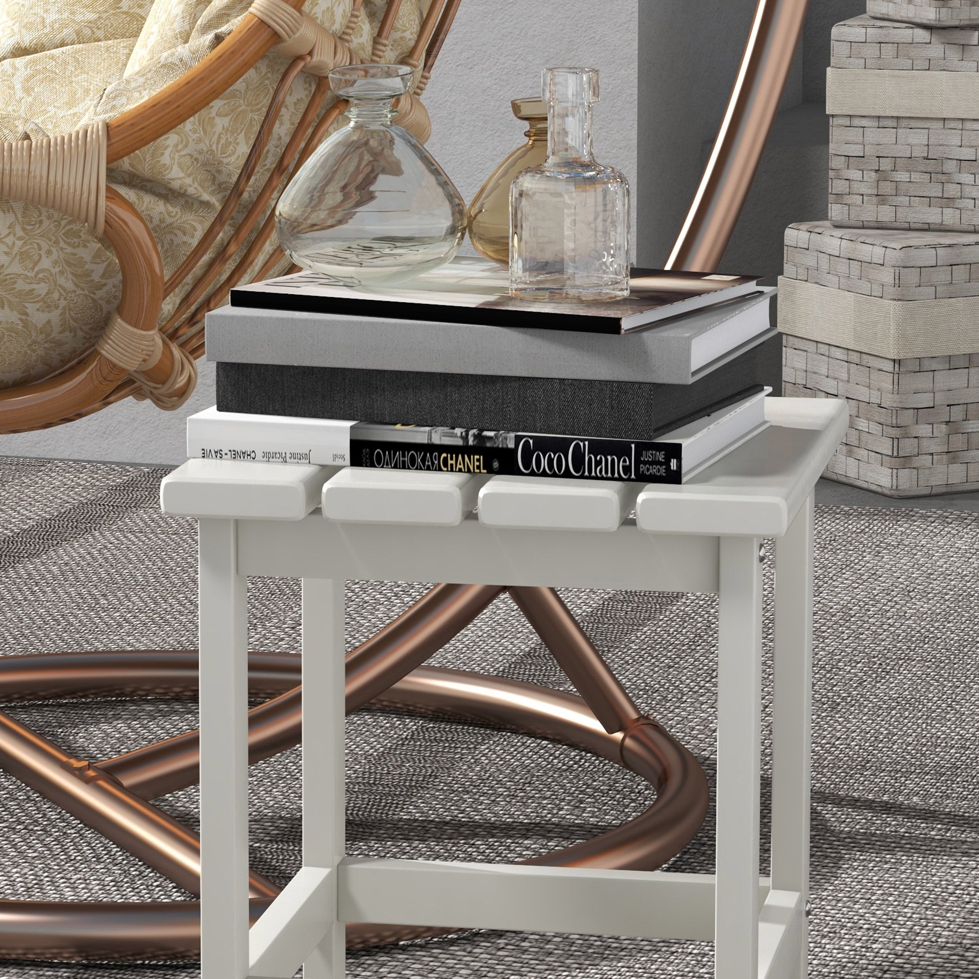 Adirondack Side Table, Square Patio End Table, Weather Resistant 15" Outdoor HDPE Table for Porch, Pool, Balcony