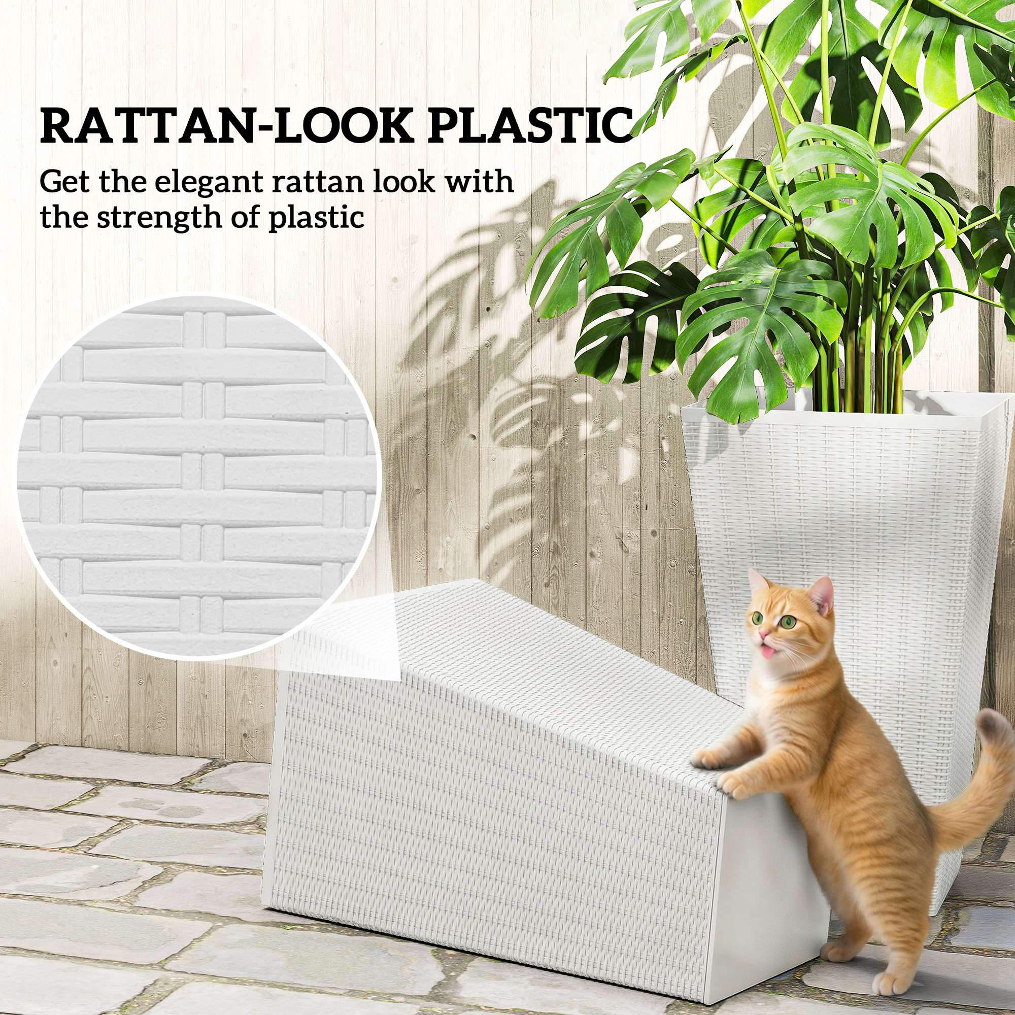 Tall Planters for Outdoor Plants Set of 3, 24 In Taper Planters with Drainage Holes, Rattan Decor Plant Pots