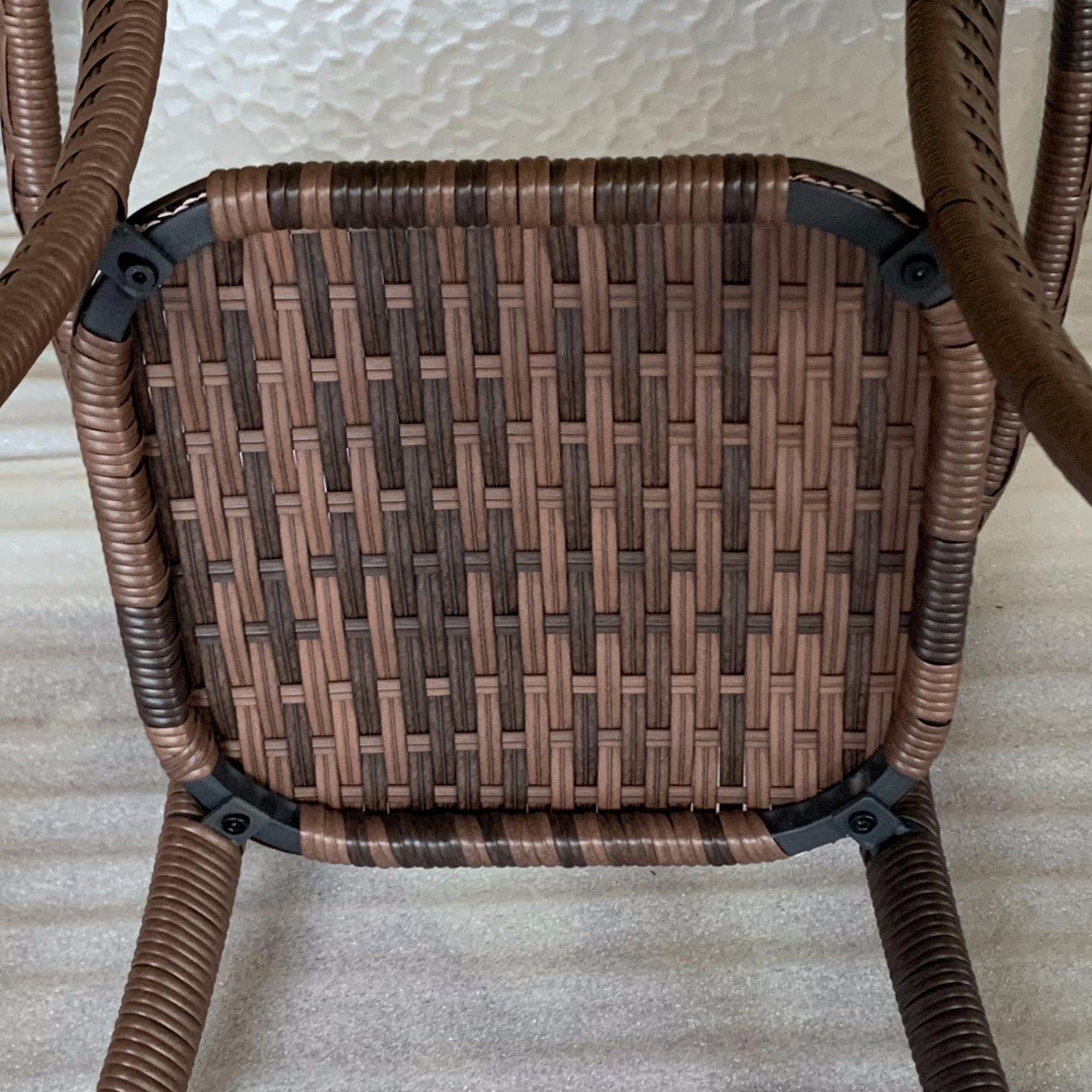 Outdoor Coffee Table with Storage Shelf, Hand-Woven Wicker Side Table with Water-Ripple Glass Top