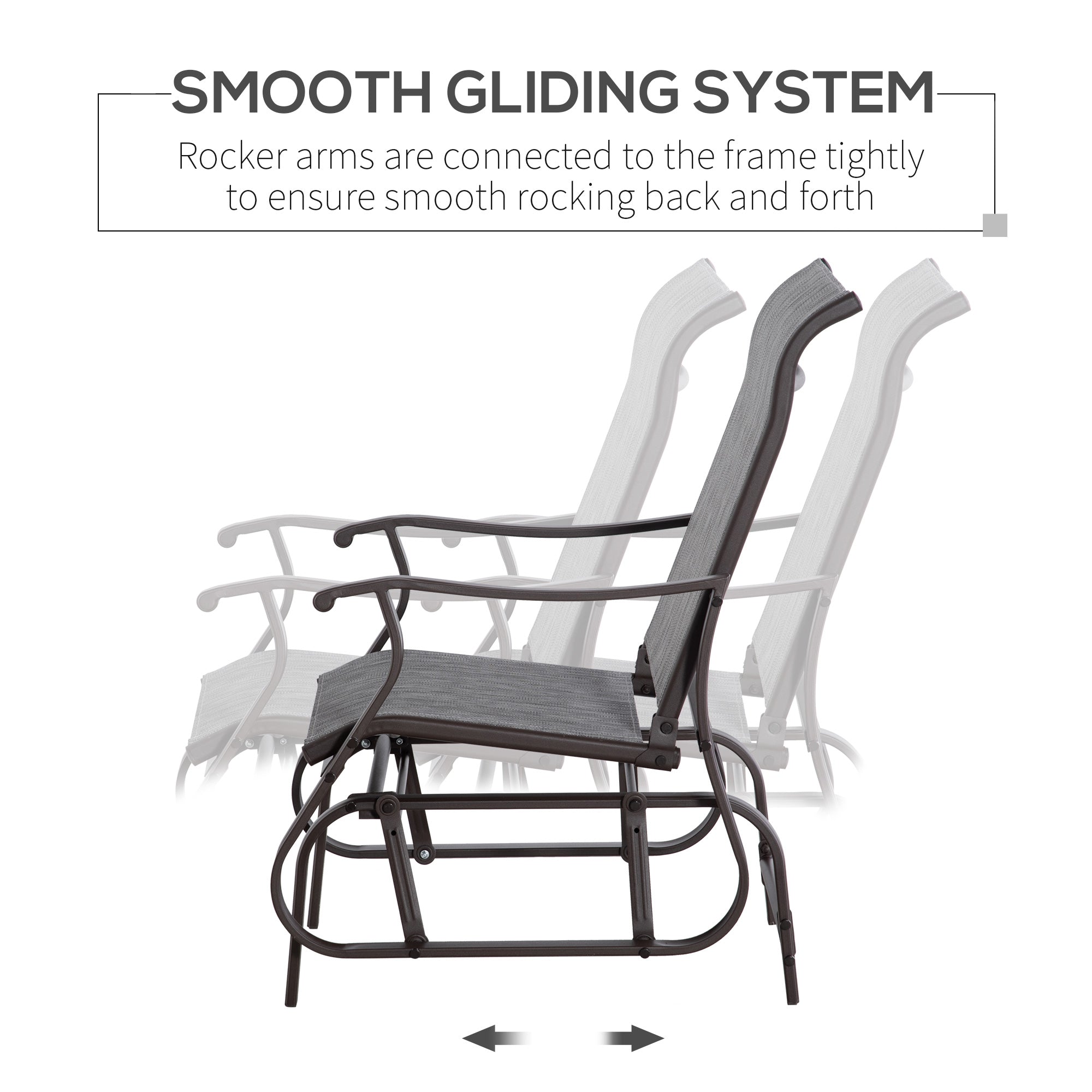 Outdoor Glider Chair, Gliders for Outside Patio with Steel Frame and Mesh Fabric for Backyard, Garden, and Porch