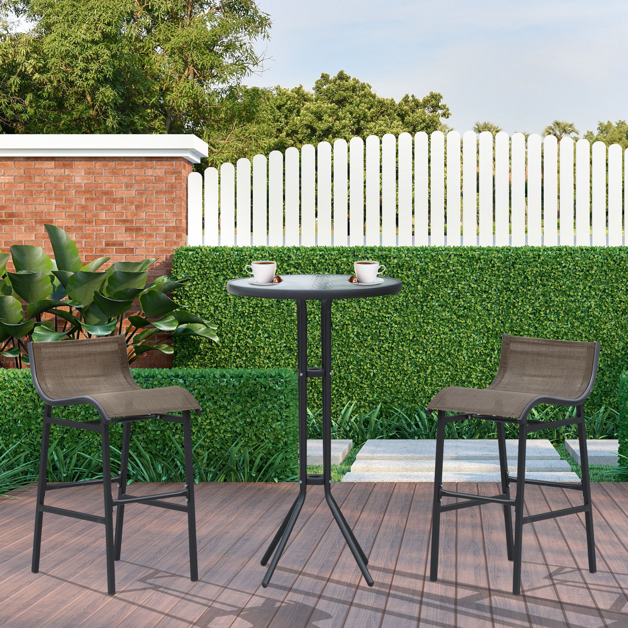 3 Piece Bar Height Outdoor Bistro Set for 2