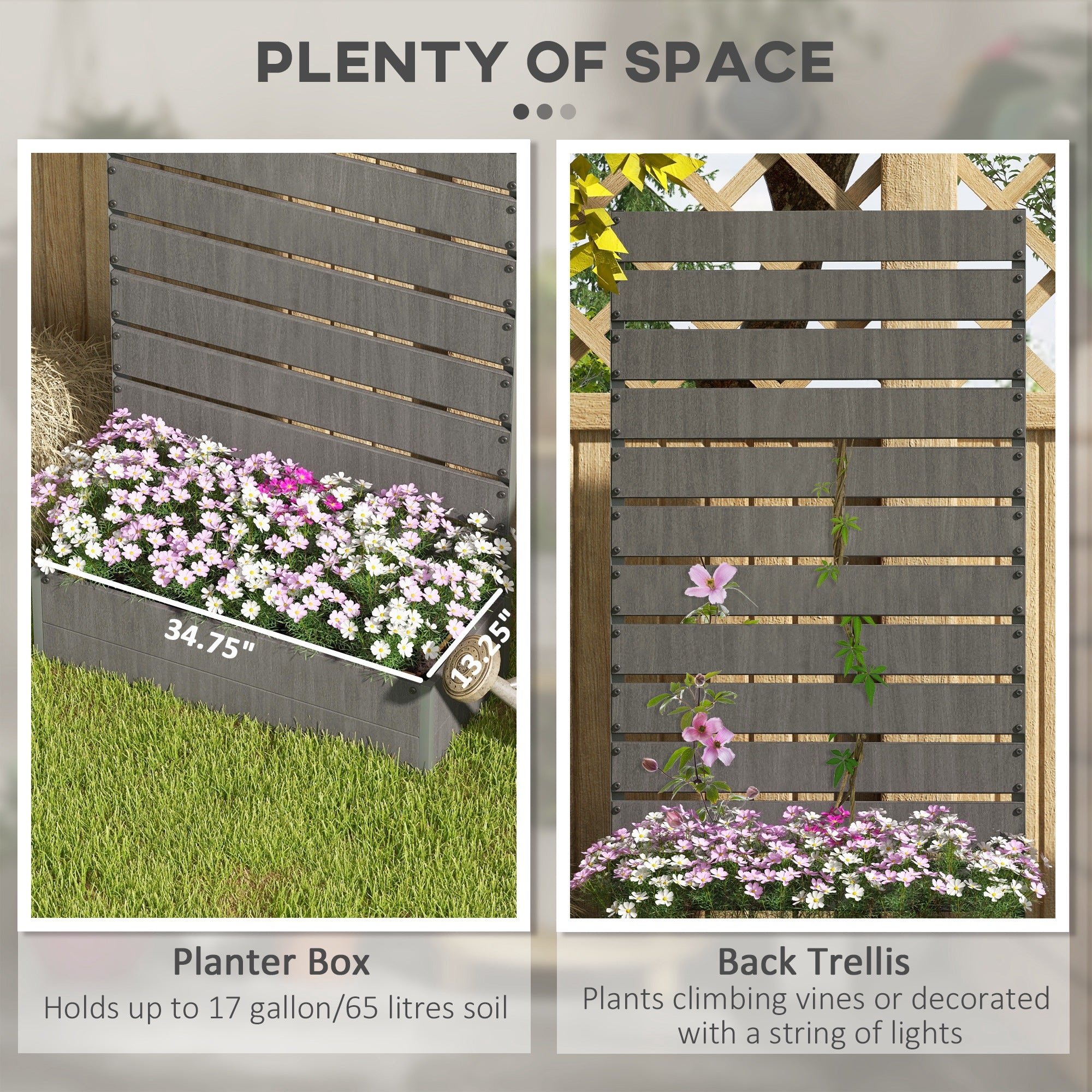 Trellis Planter for Climbing Plants, Raised Garden Bed with Trellis, Planter Box for Outdoor Garden