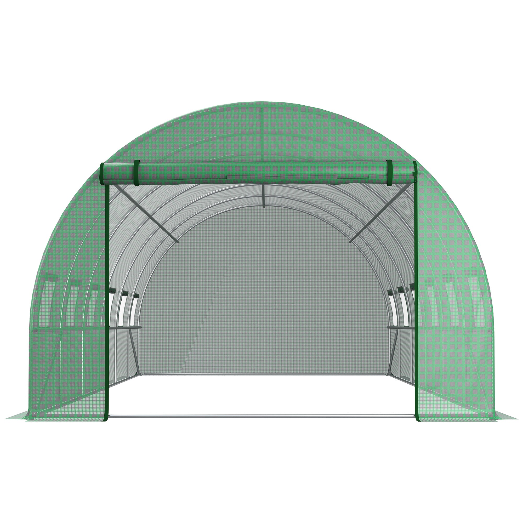 19.7' x 9.8' x 6.6' Plastic Greenhouse Cover Replacement, Heavy Duty Waterproof Tarp for Hoop House, Sheeting with 12 Windows, Door & Reinforcement Grid