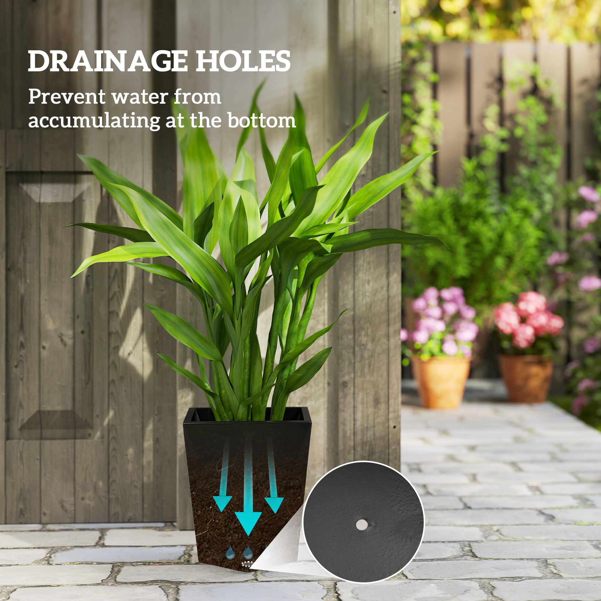 Indoor Outdoor Planters Set of 3 MgO Tall Planters Stackable Flower Pots with Drainage Holes for Garden, Balcony