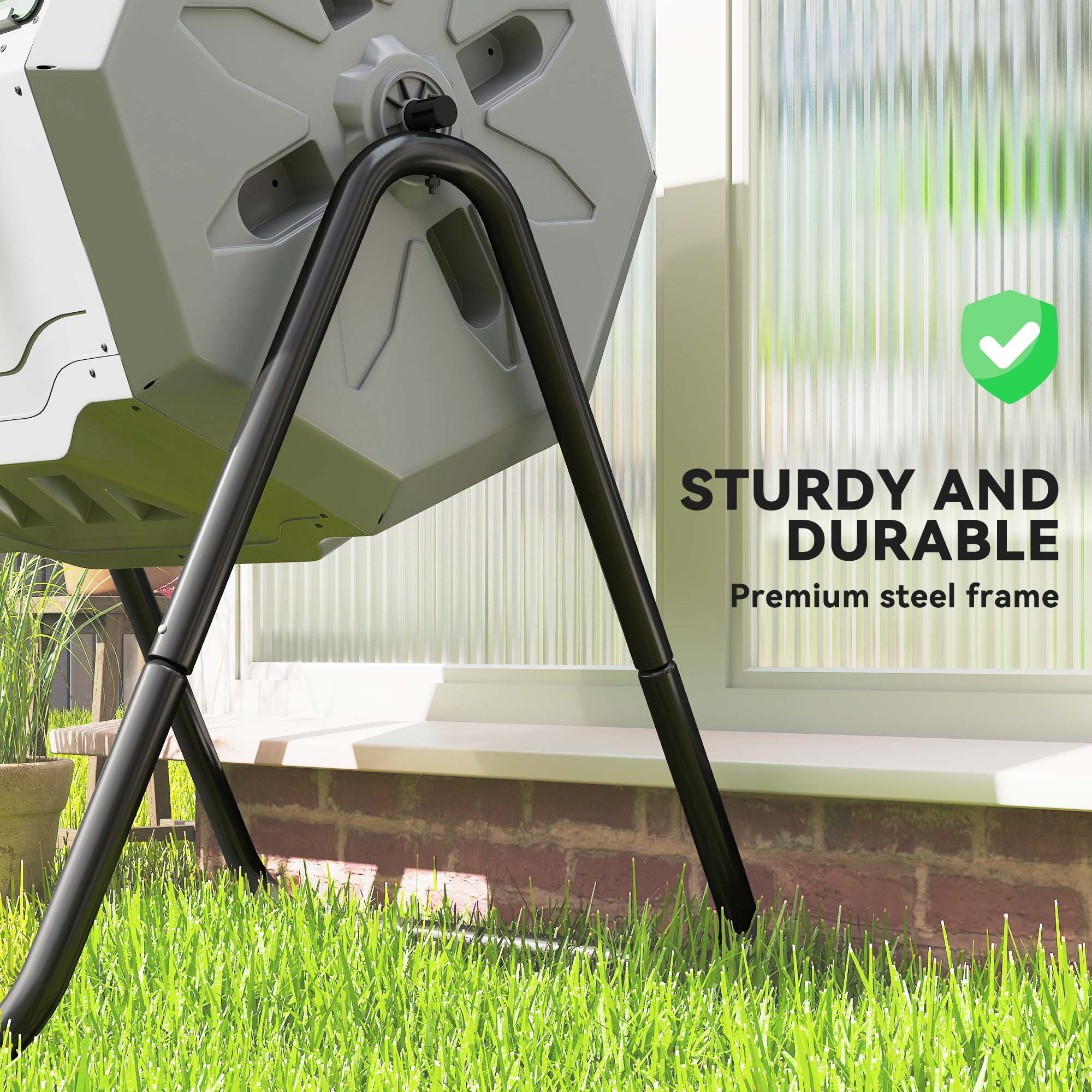 Tumbling Compost Bin Outdoor 360° Dual Chamber Rotating Composter 43 Gallon