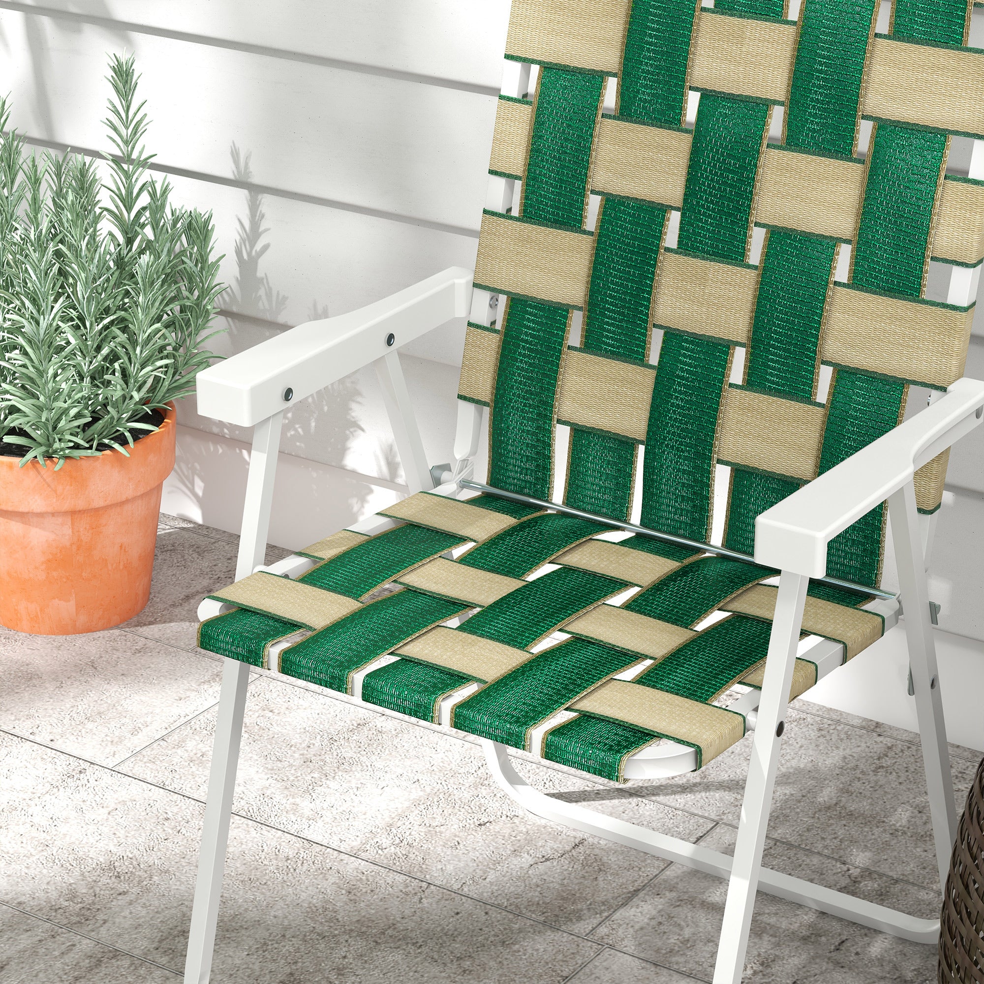 Set of 2 Patio Folding Chairs, Classic Outdoor Camping Chairs, Portable Lawn Chairs w/ Armrests