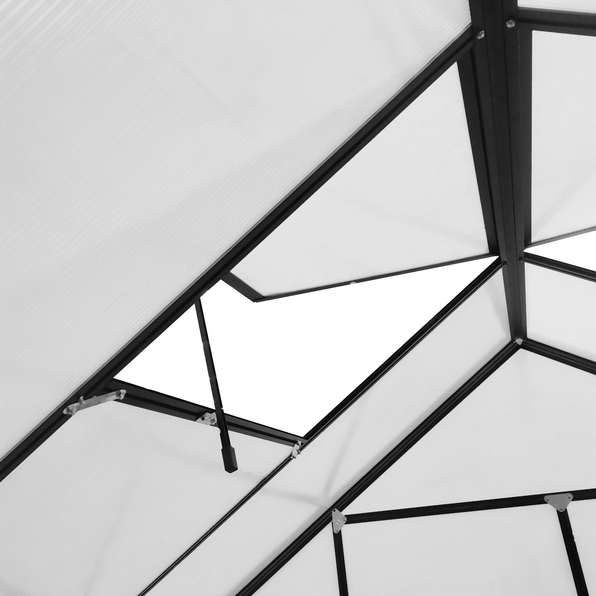 20' x 8' Aluminum Greenhouse Polycarbonate Walk-in Garden Greenhouse Kit with Adjustable Roof Vent, Rain Gutter and Sliding Door for Winter, Clear