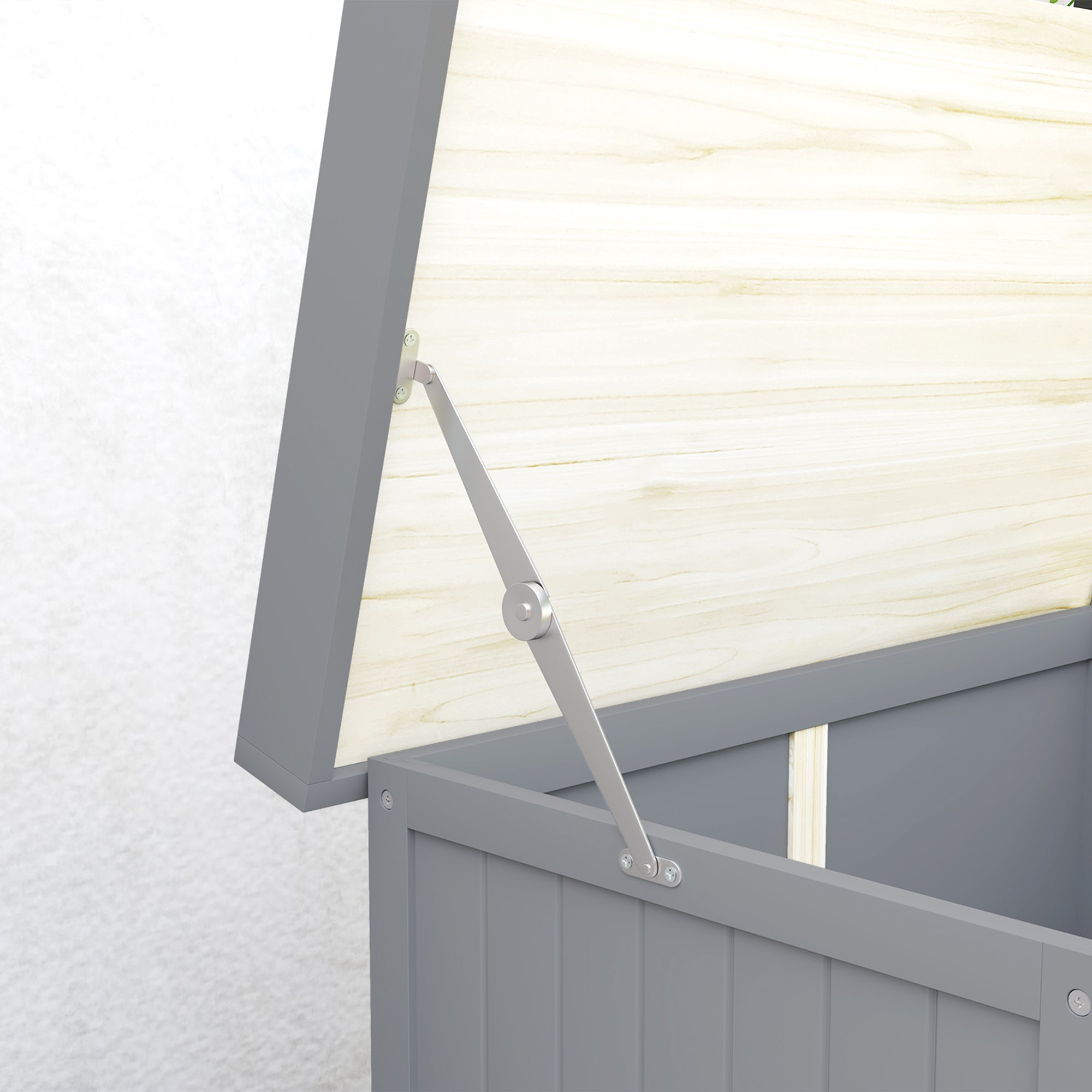 Outdoor Storage Cabinet, Garden Tool Shed with Metal Tabletop and Shelf, Wooden Potting Bench with 2 Doors