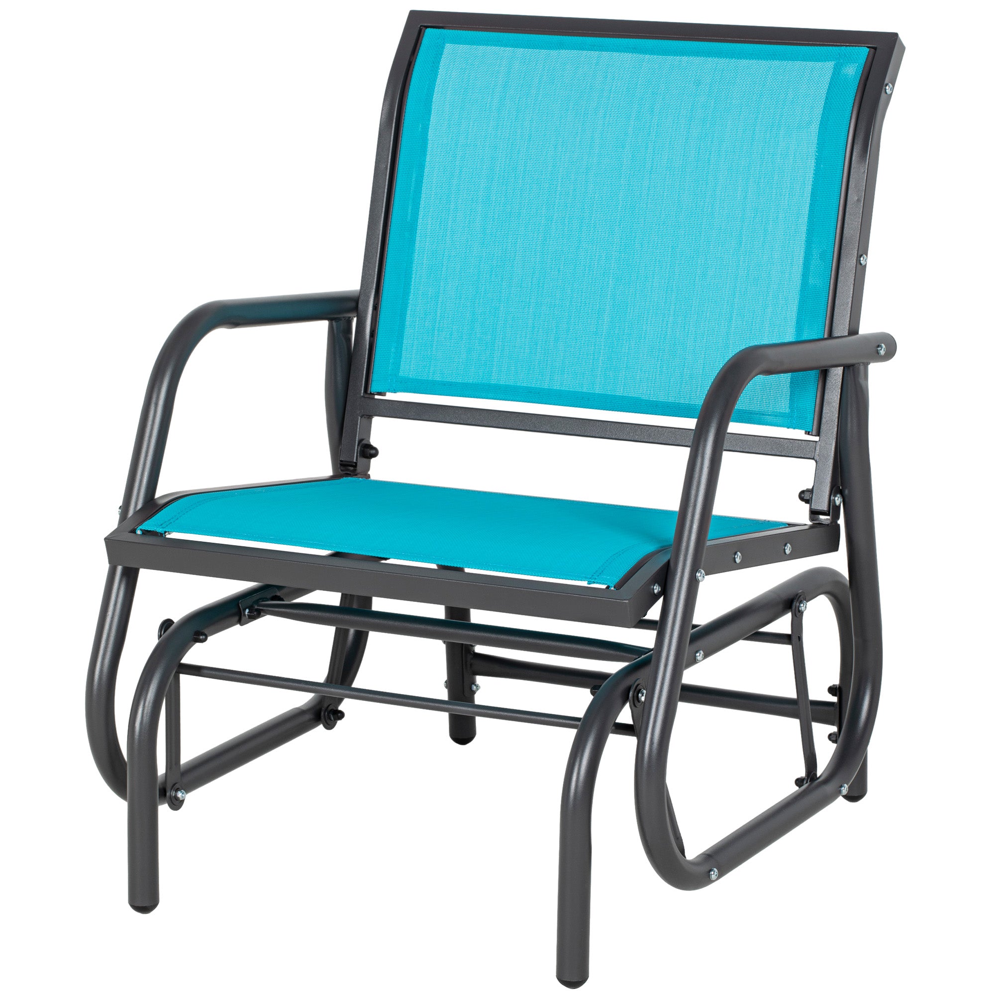 Outdoor Glider Chair, Steel Swing Chai with Curved Armrests for Porch, Garden, Poolside, Balcony