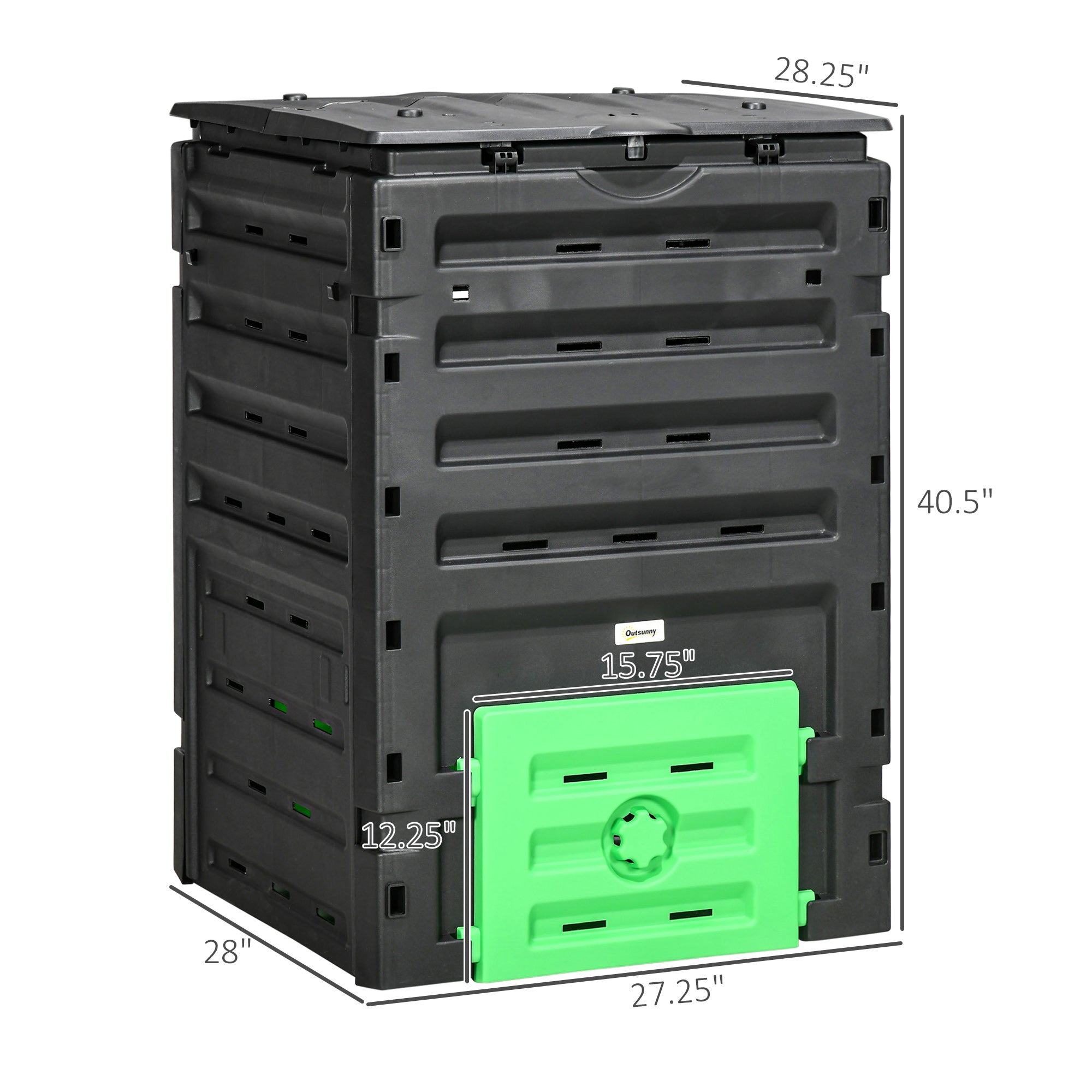Garden Compost Bin, 120 Gallon (450L) Garden Composter, BPA Free, with 80 Vents and 2 Sliding Doors, Lightweight & Sturdy, Fast Creation of Fertile Soil