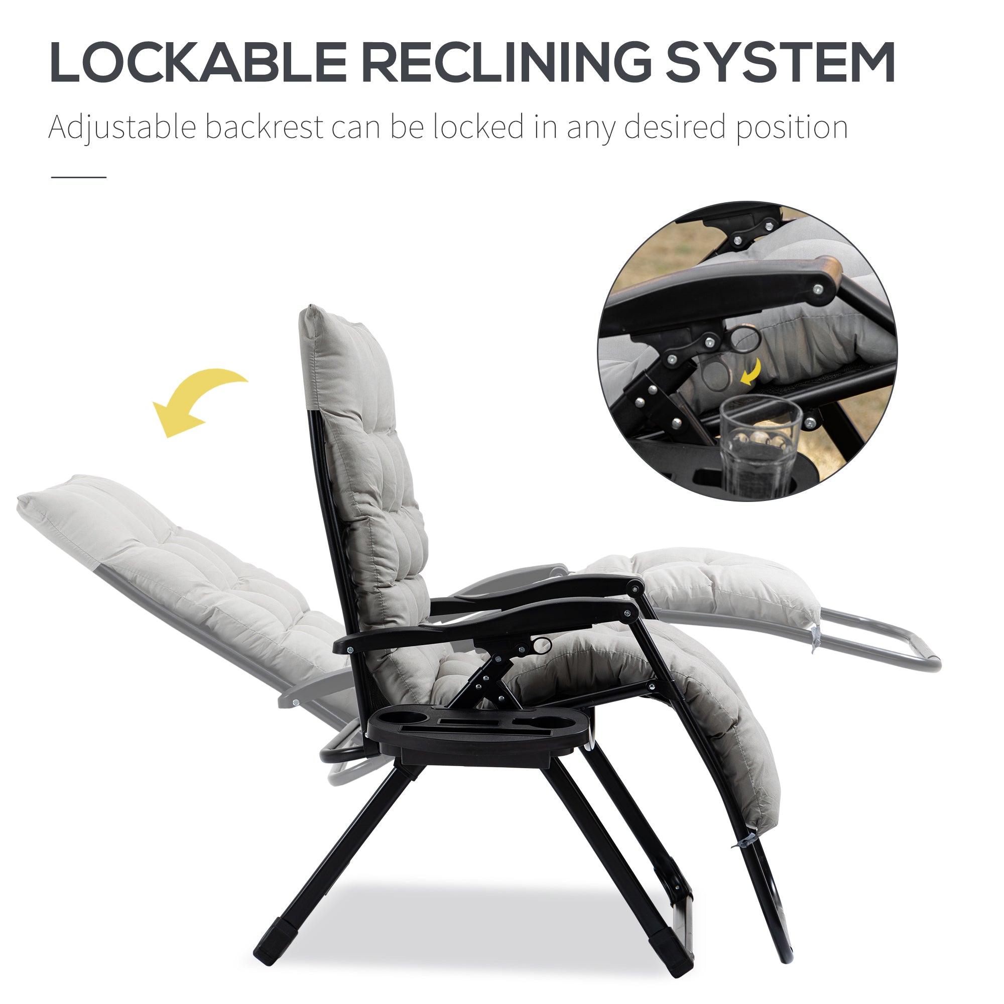 Padded Zero Gravity Chair, Folding Recliner Chair with Cup Holder Cushion