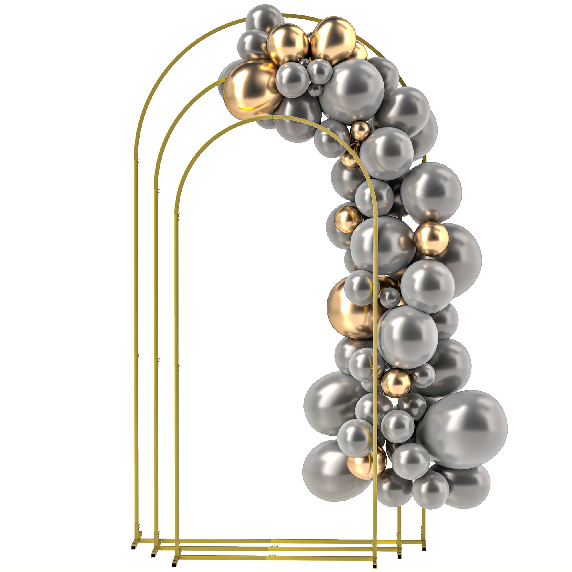 Metal Arch Backdrop Stand Set of 3, 7/6.5/6 ft Wedding Arch Frame, Balloon Backdrop Arch Stand Set for Birthday Party, Bridal Shower, Graduation, Ceremony, Banquet Decorations