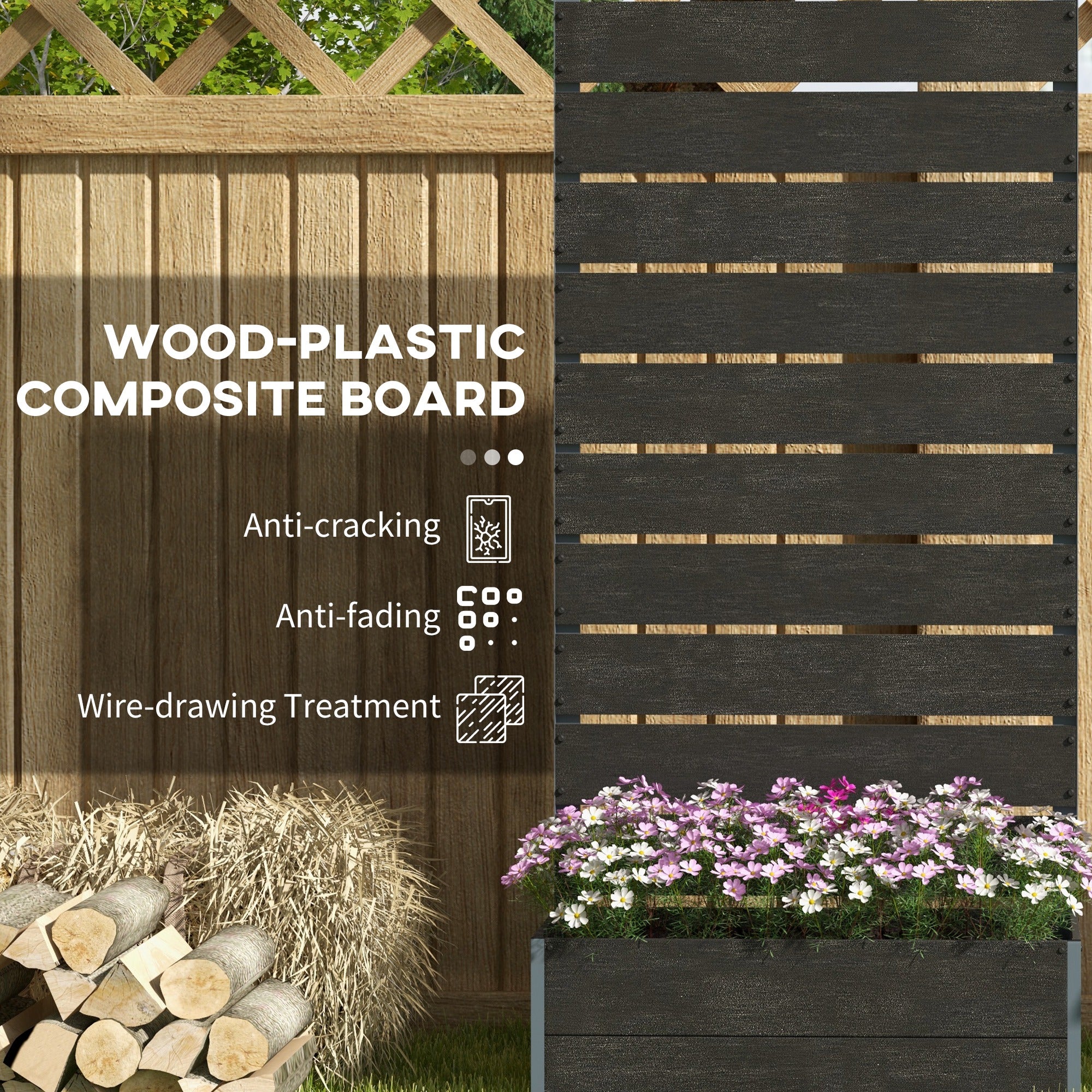 Trellis Planter for Climbing Plants, Raised Garden Bed with Trellis, Planter Box for Outdoor, 28.25" x 15" x 59"