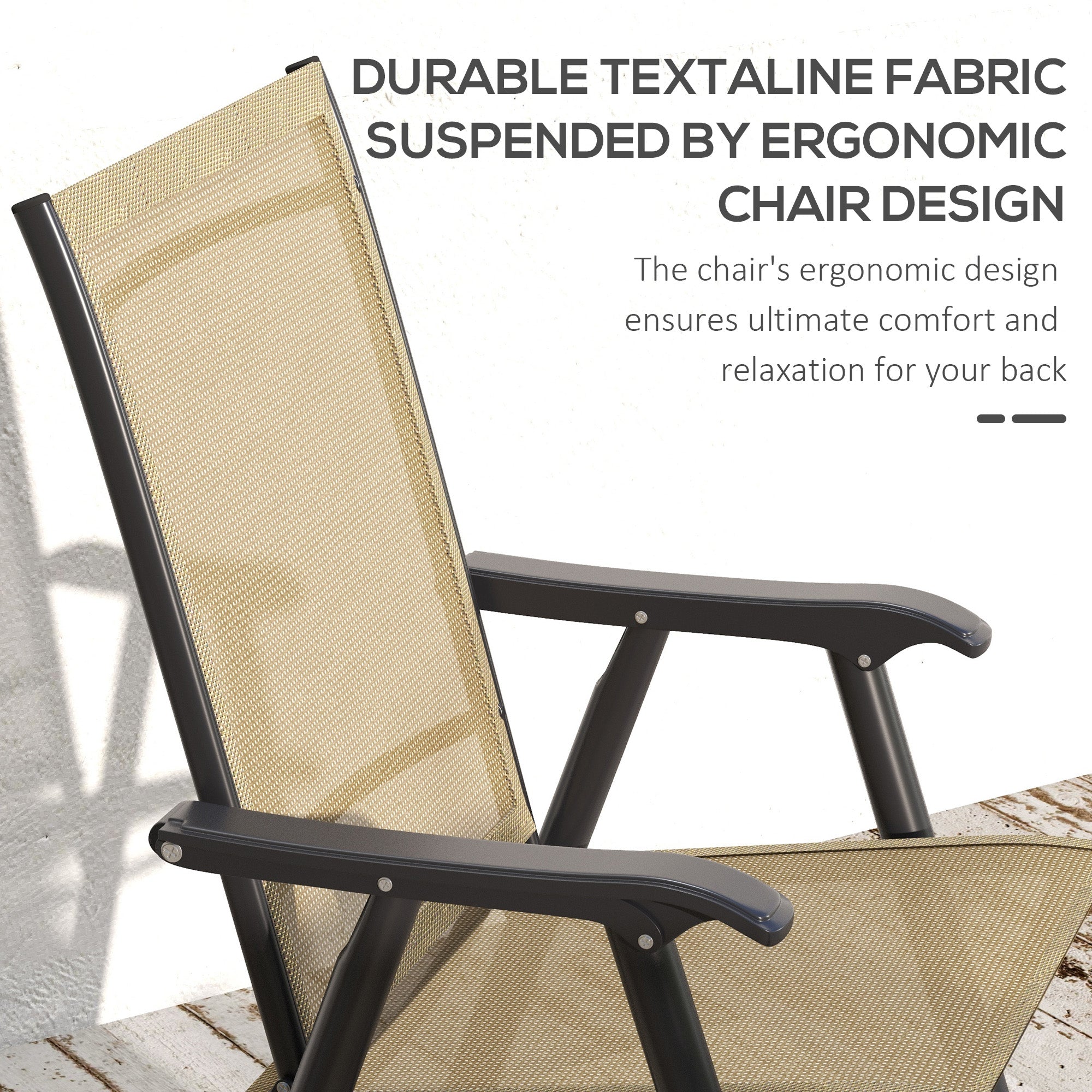 Set of 4 Outdoor Folding Chairs, Stackable Patio Dining Chairs with Armrests, Metal Frame