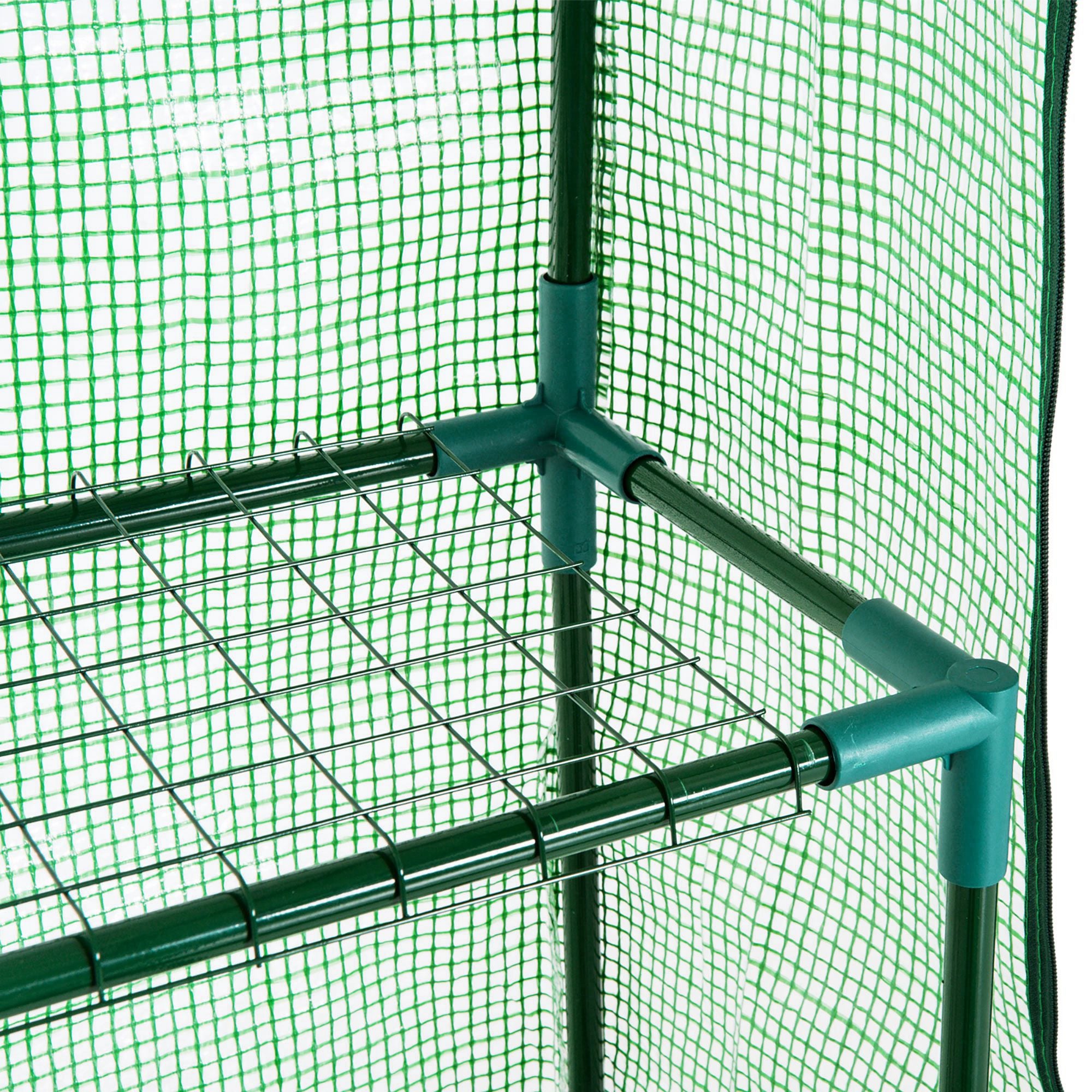 56" x 29" x 77" Walk-in Greenhouse, Garden Hot House with 3 Tier Shleves, Roll-Up Door and PE Cover, Green