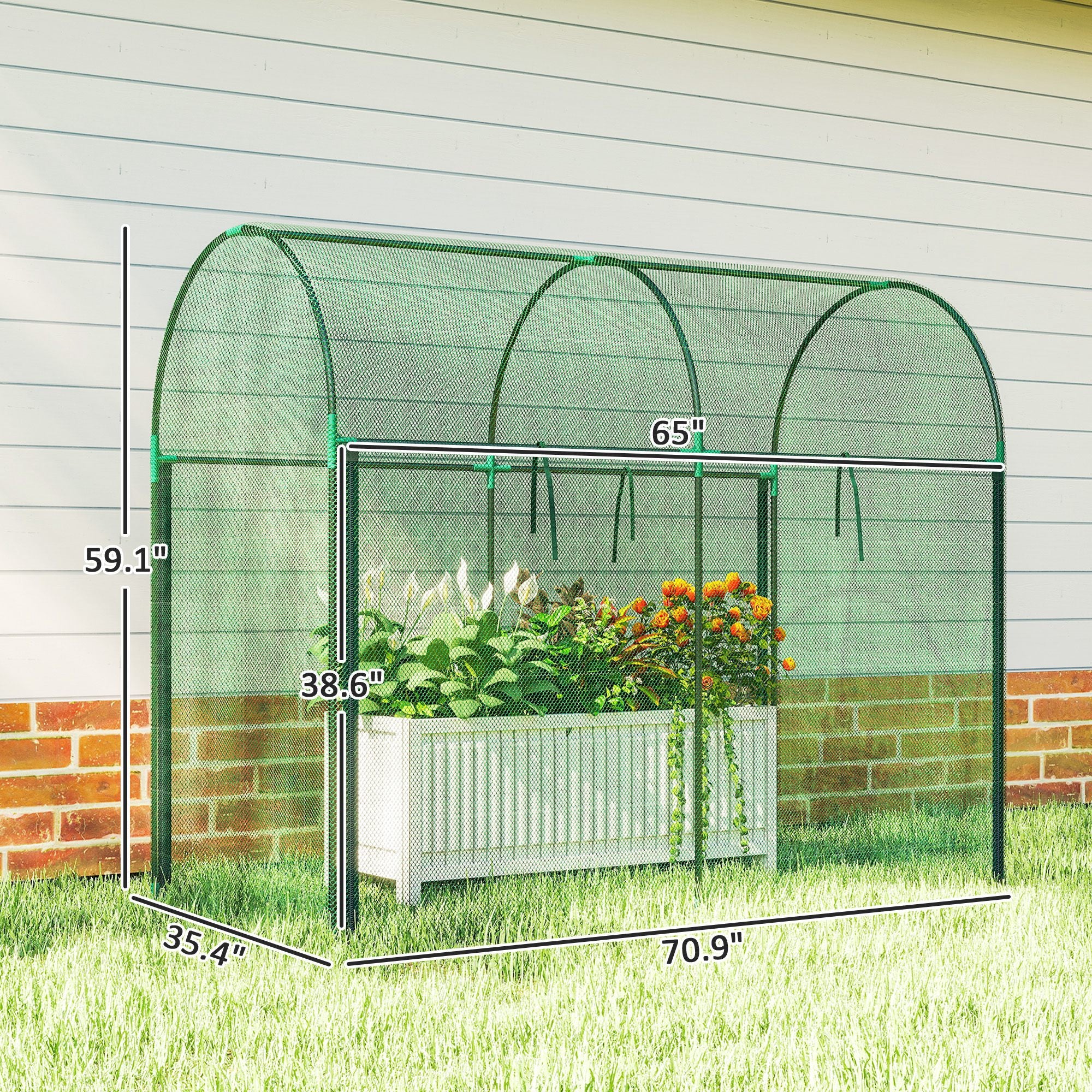 Crop Cage, 6' x 3' x 5' Large Plant Protection Tent with Zippered Door, Outdoor Garden Cage