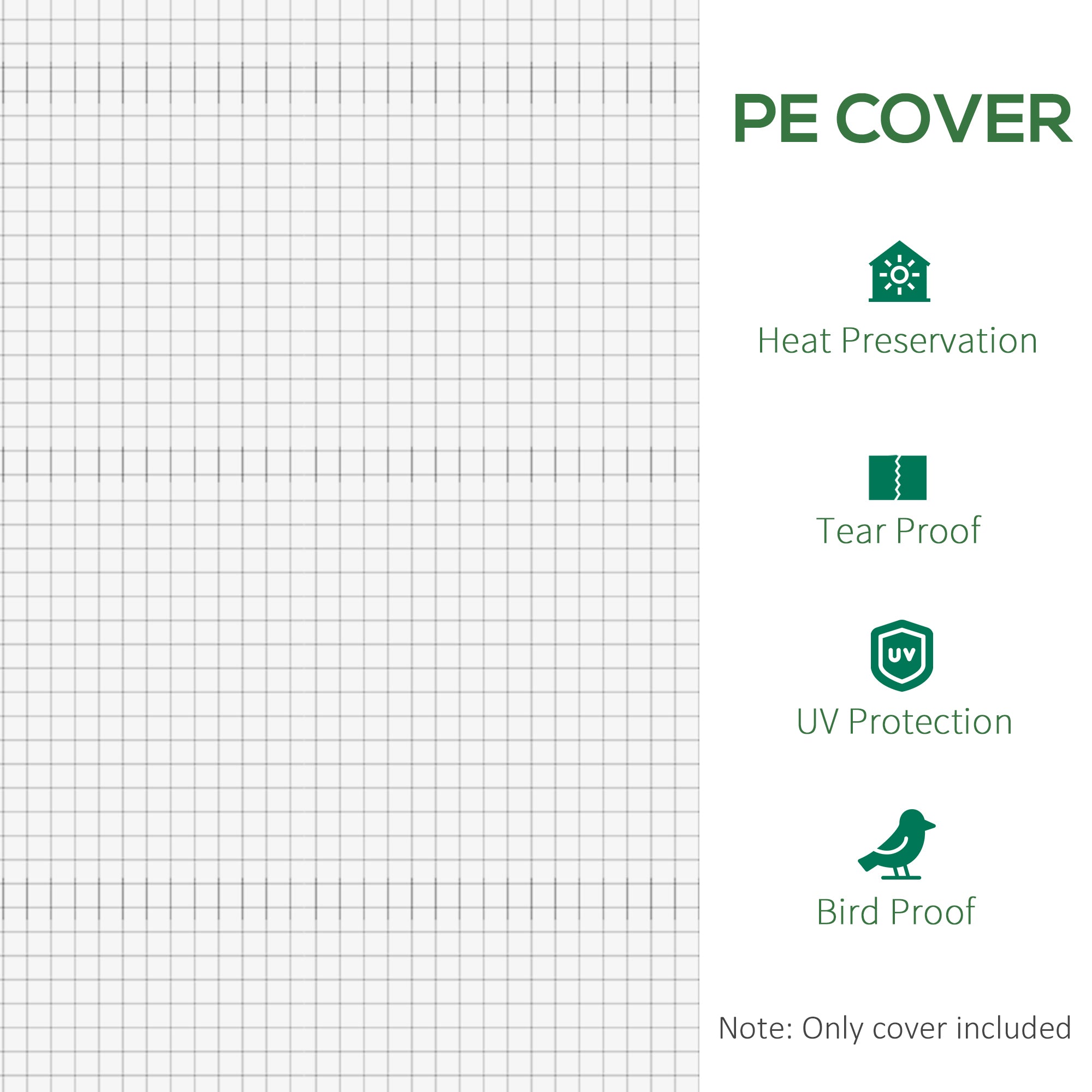 19.7' x 9.8' x 6.6' Plastic Greenhouse Cover Replacement, Heavy Duty Waterproof Tarp for Hoop House, Sheeting with 12 Windows, Door & Reinforcement Grid
