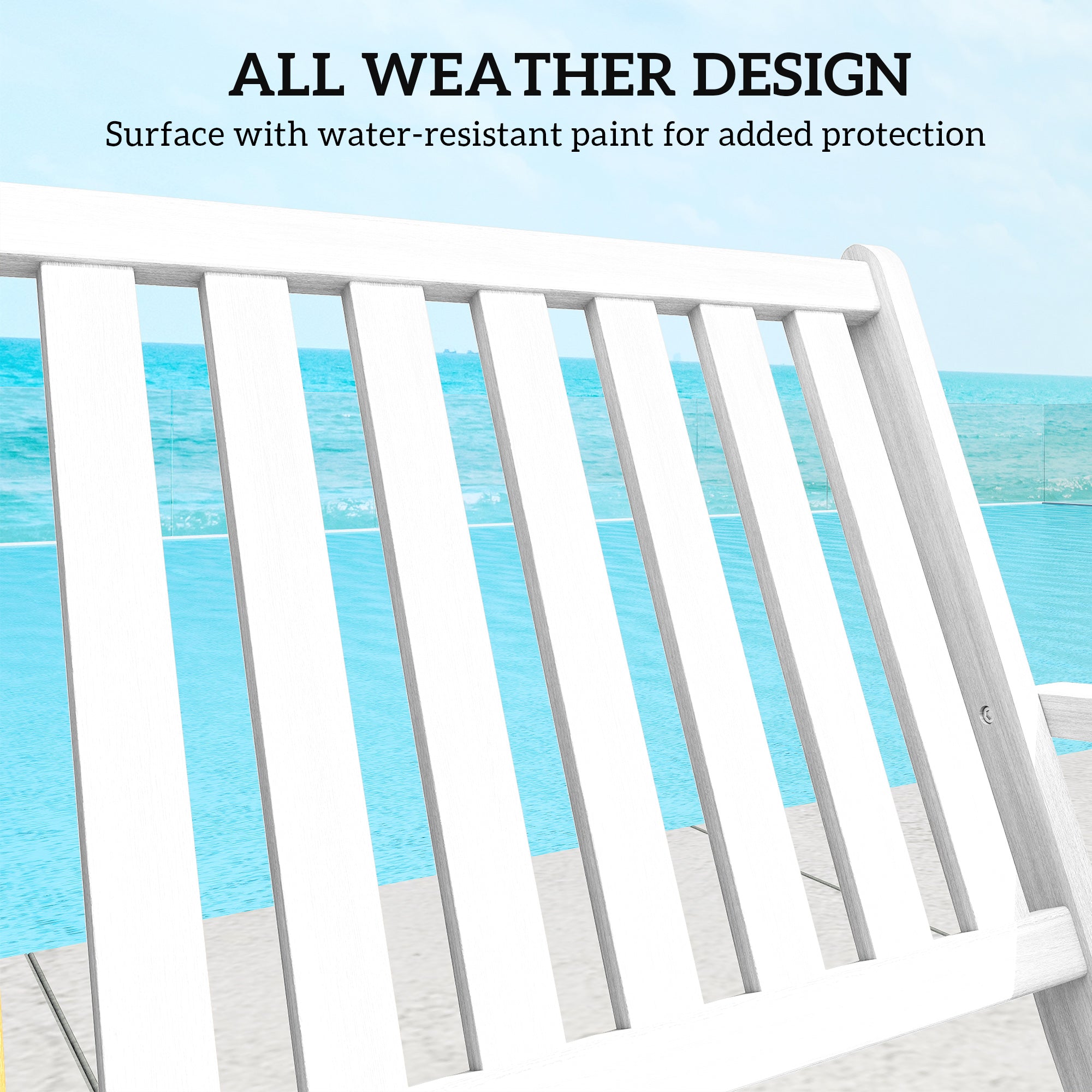 2-Person Foldable Wood Outdoor Bench with Backrest and Armrests for Garden, Porch, Park, Balcony