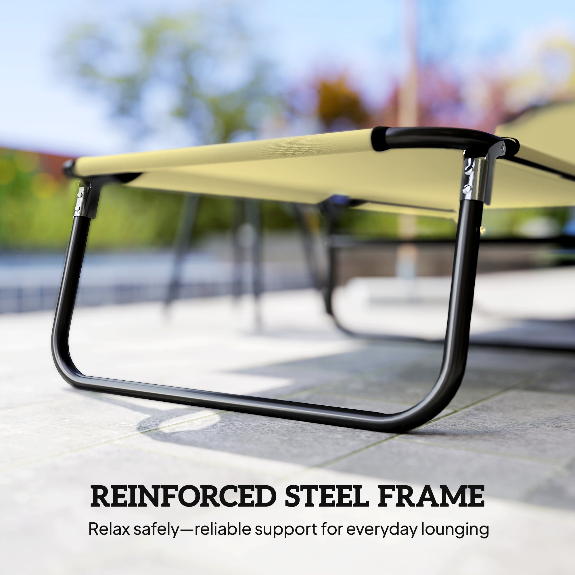 Folding Chaise Lounge Pool Chairs, Outdoor Sun Tanning Chairs with 5-Level Reclining Back, Steel Frame for Beach, Yard, Patio