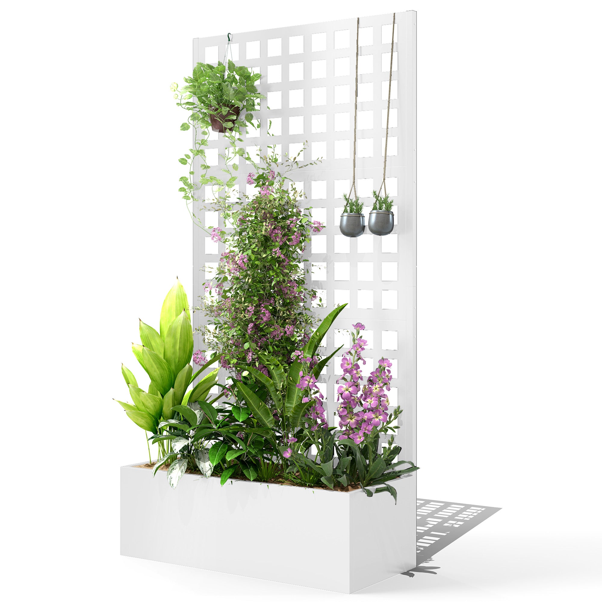 Galvanized Raised Garden Bed Planter Box with Trellis for Climbing Plants, Vegetable, Vines, 35" x 16" x 70"