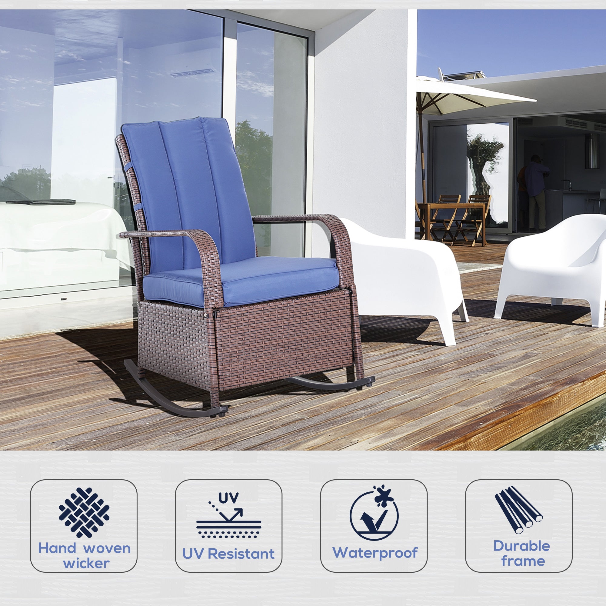PE Rattan Rocking Recliner with Footrest