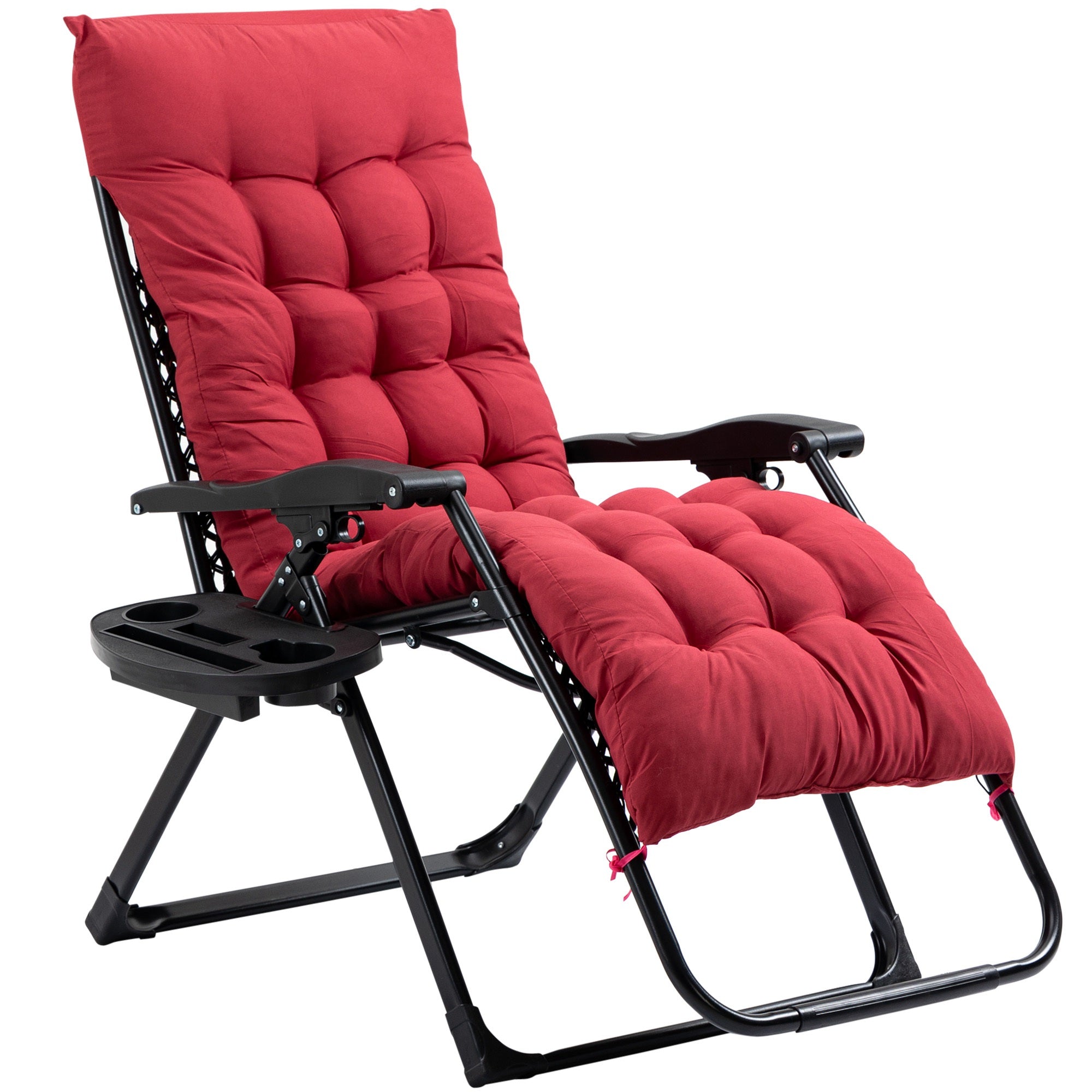 Padded Zero Gravity Chair, Folding Recliner Chair with Cup Holder Cushion