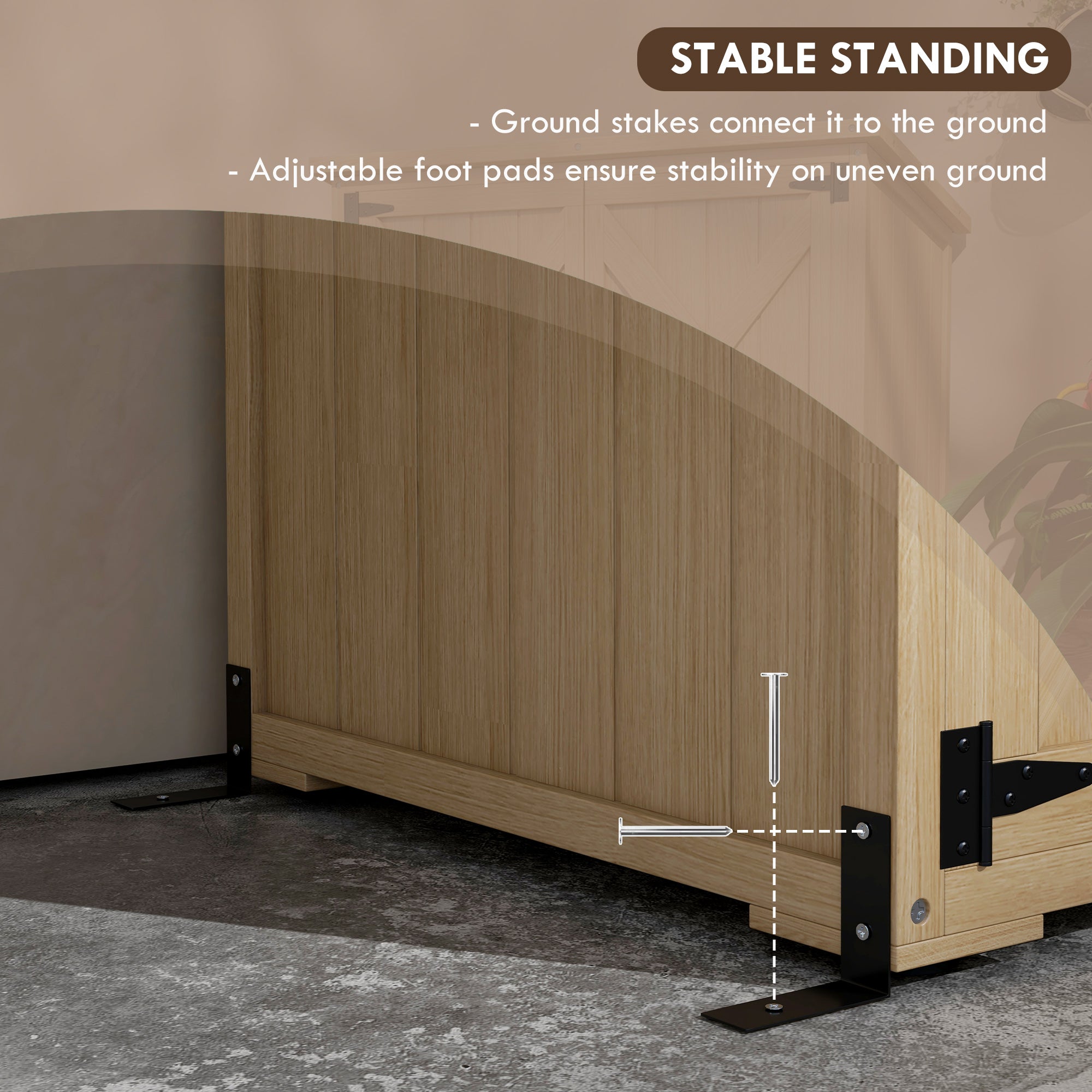 Wooden Outdoor Storage Cabinet Garden Shed with Waterproof Asphalt Roof and Lockable Doors