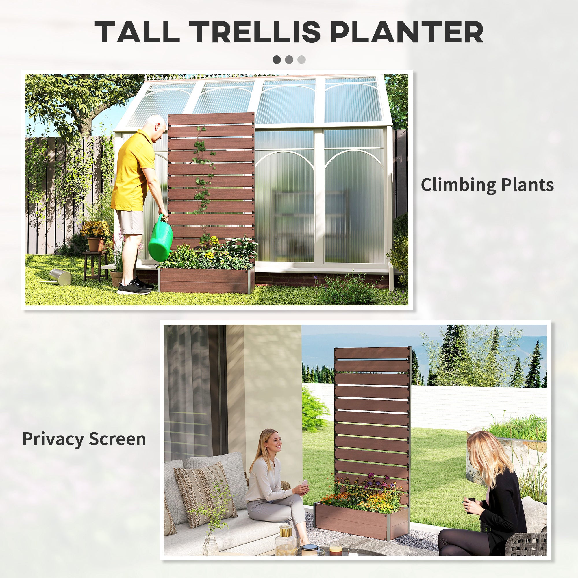 Trellis Planter for Climbing Plants, Raised Garden Bed with Trellis, Planter Box for Outdoor Garden
