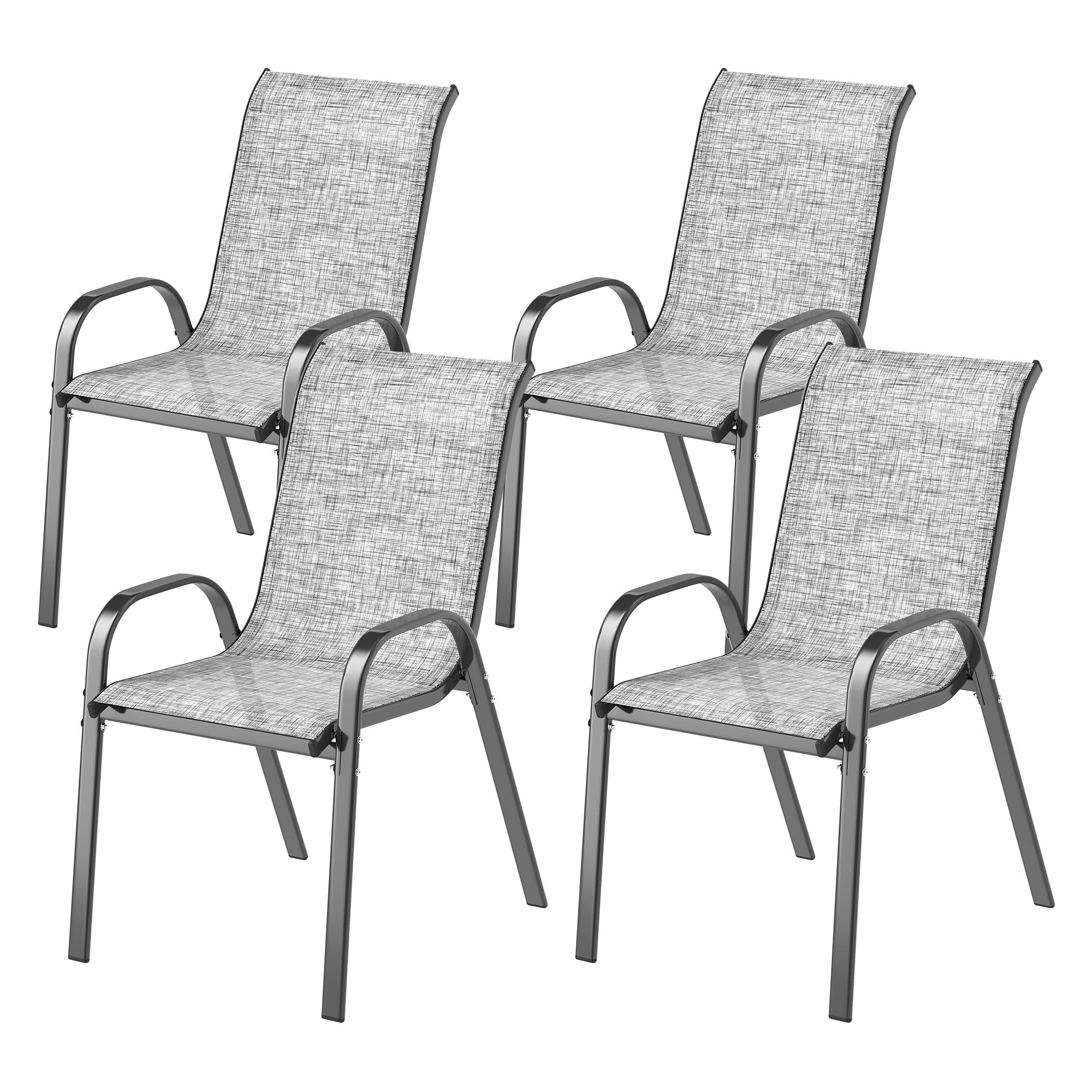 Set of 4 Outdoor Dining Chairs, Stackable Patio Chairs with High Back, Breathable Mesh Seat for Garden Lawn