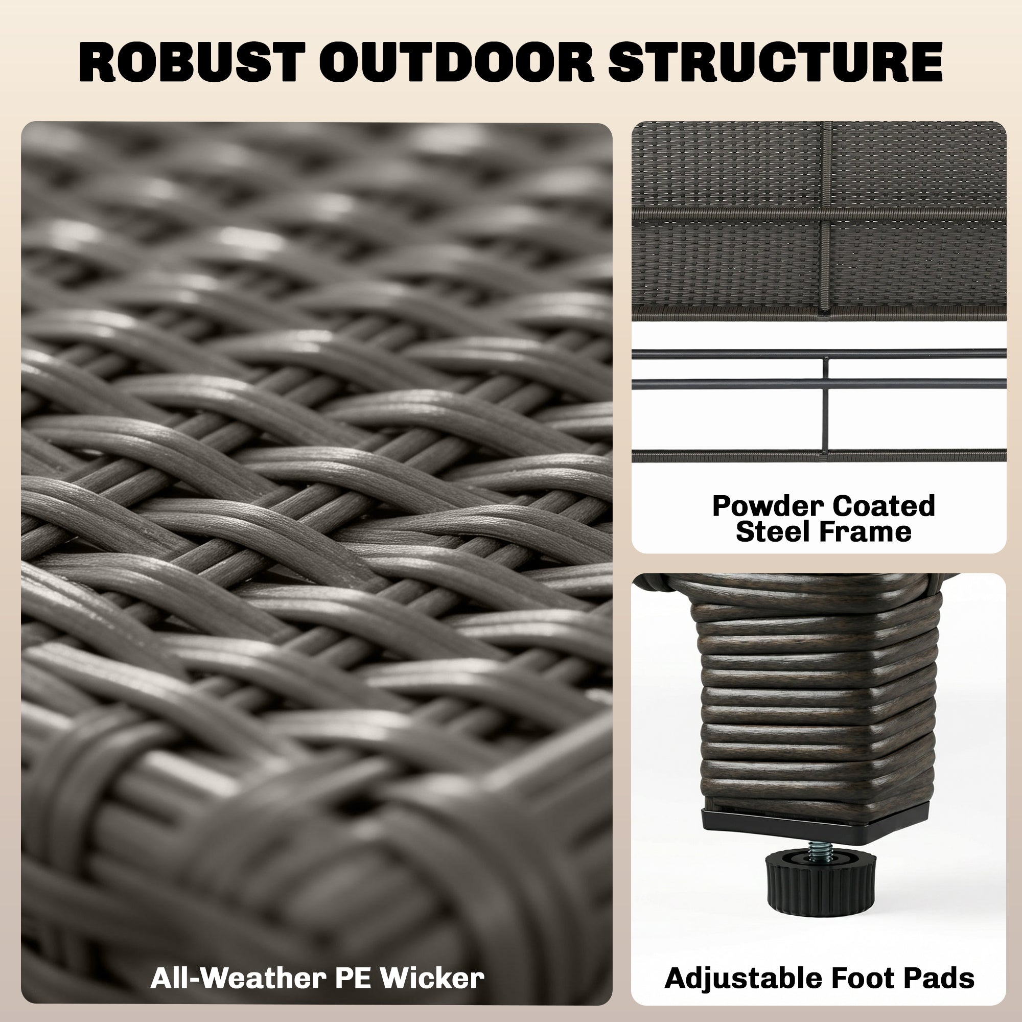 Patio Rattan Daybed, Wicker Outdoor Daybed with Storage Ottoman, Loveseat w/ Adjustable Backrest