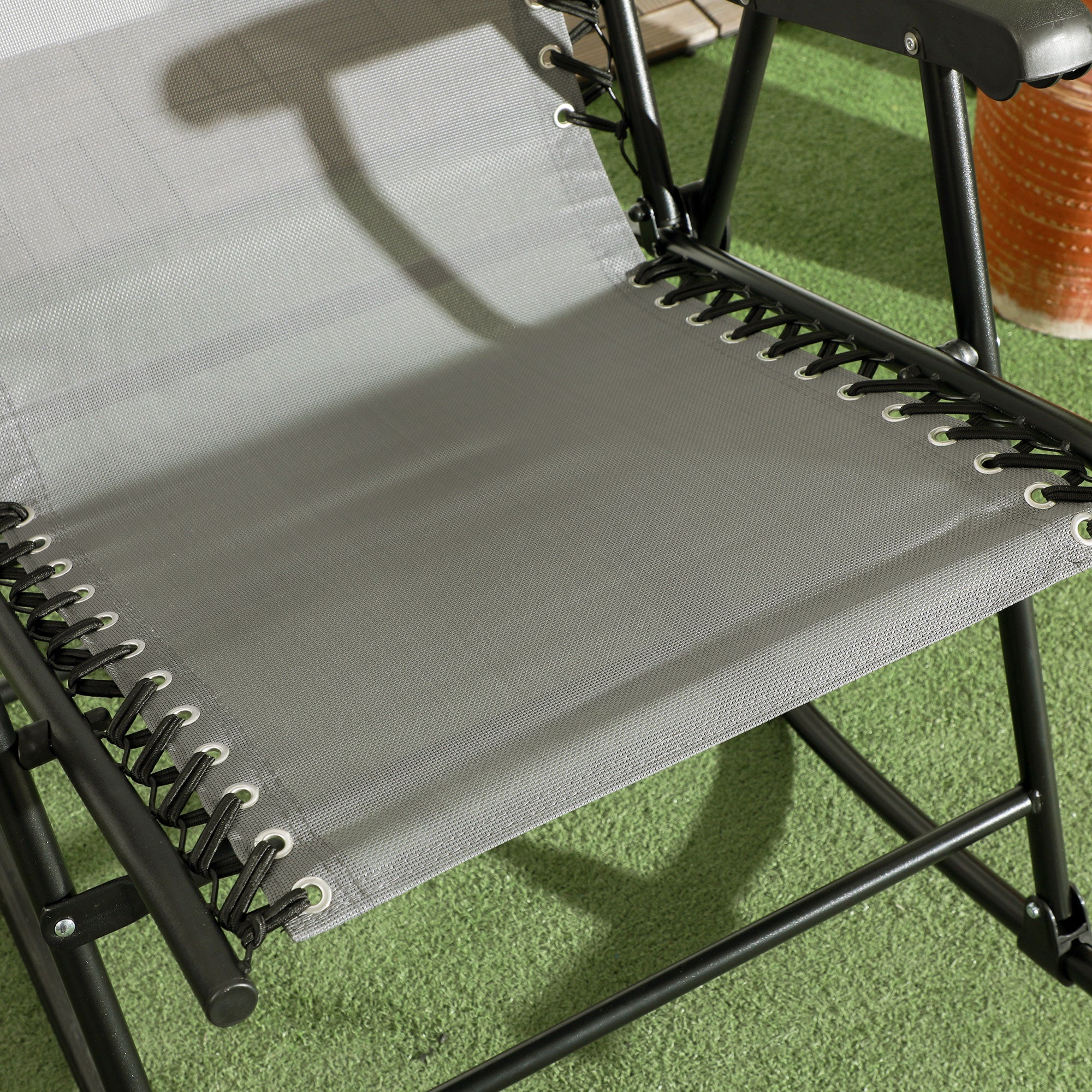 Outdoor Rocking Chair Set of 2, Patio Folding Lawn Rocker Set with Headrests for Yard, Patio, Deck, Backyard, Gray